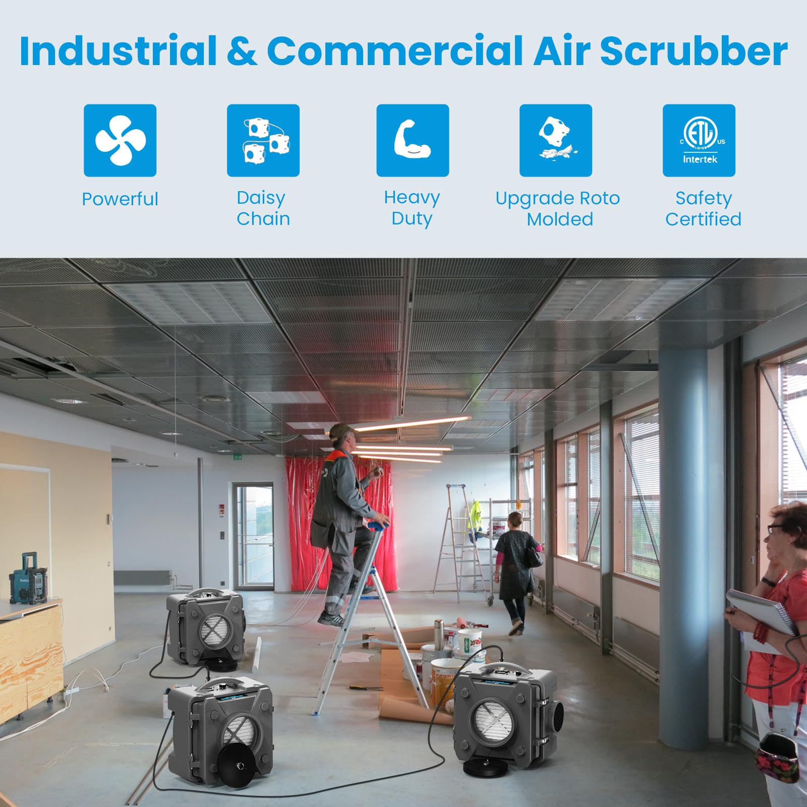 Cadpxs Shield 550 Negative Machine Airbourne Cleaner Hepa Scrubber Water Damage Restoration Equipment Air Purifier, Air Scrubber