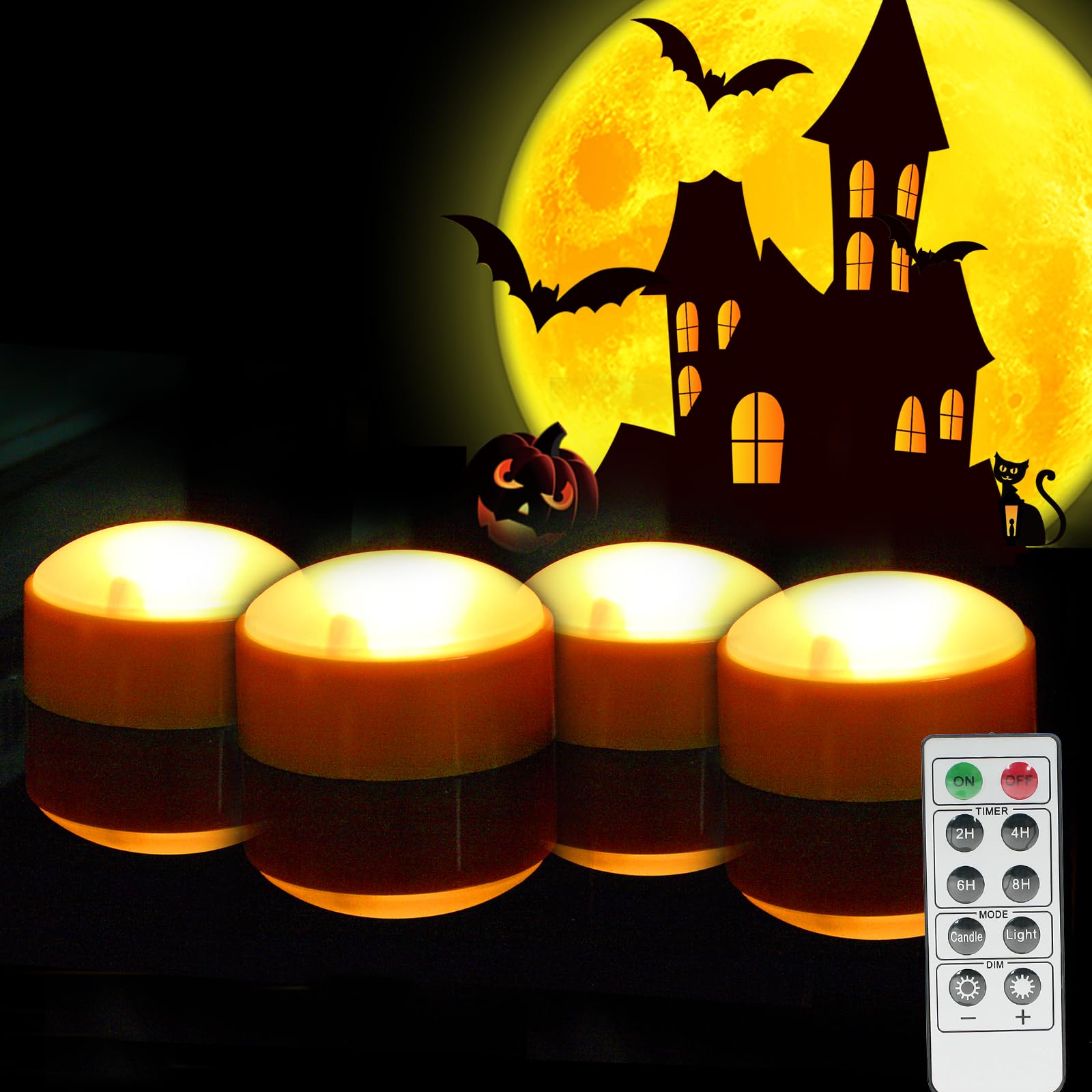 Led Pumpkin Lights With Remote And Timer, Battery Operated Bright Flickering Flameless Candles For Pumpkin Decor, Jack O Lantern