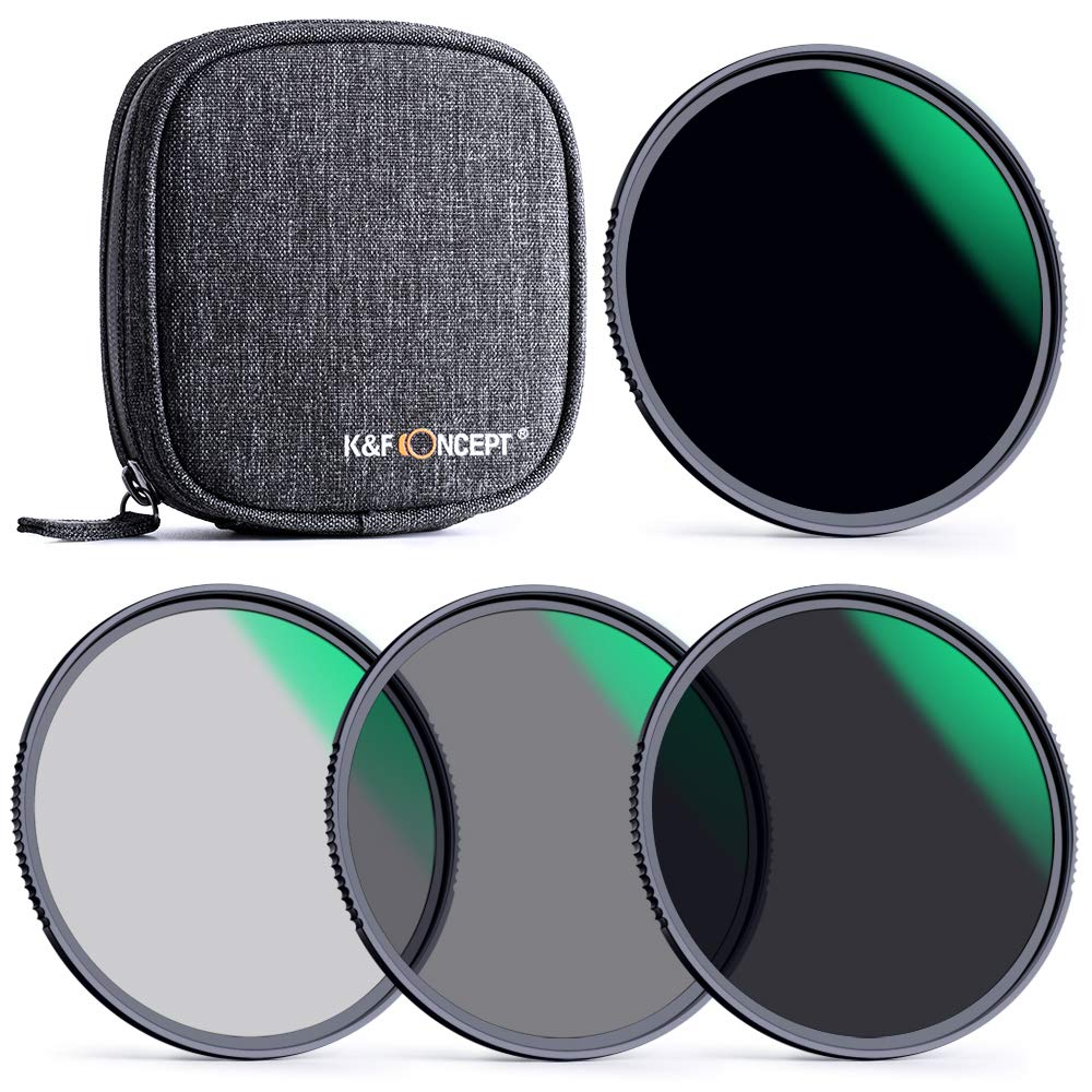K&F Concept 55Mm Fixed Nd4 Nd8 Nd64 Nd1000 Lens Filters Kit Optical Glass Neutral Density Lens Filter With 28 Multi Coated (Nano
