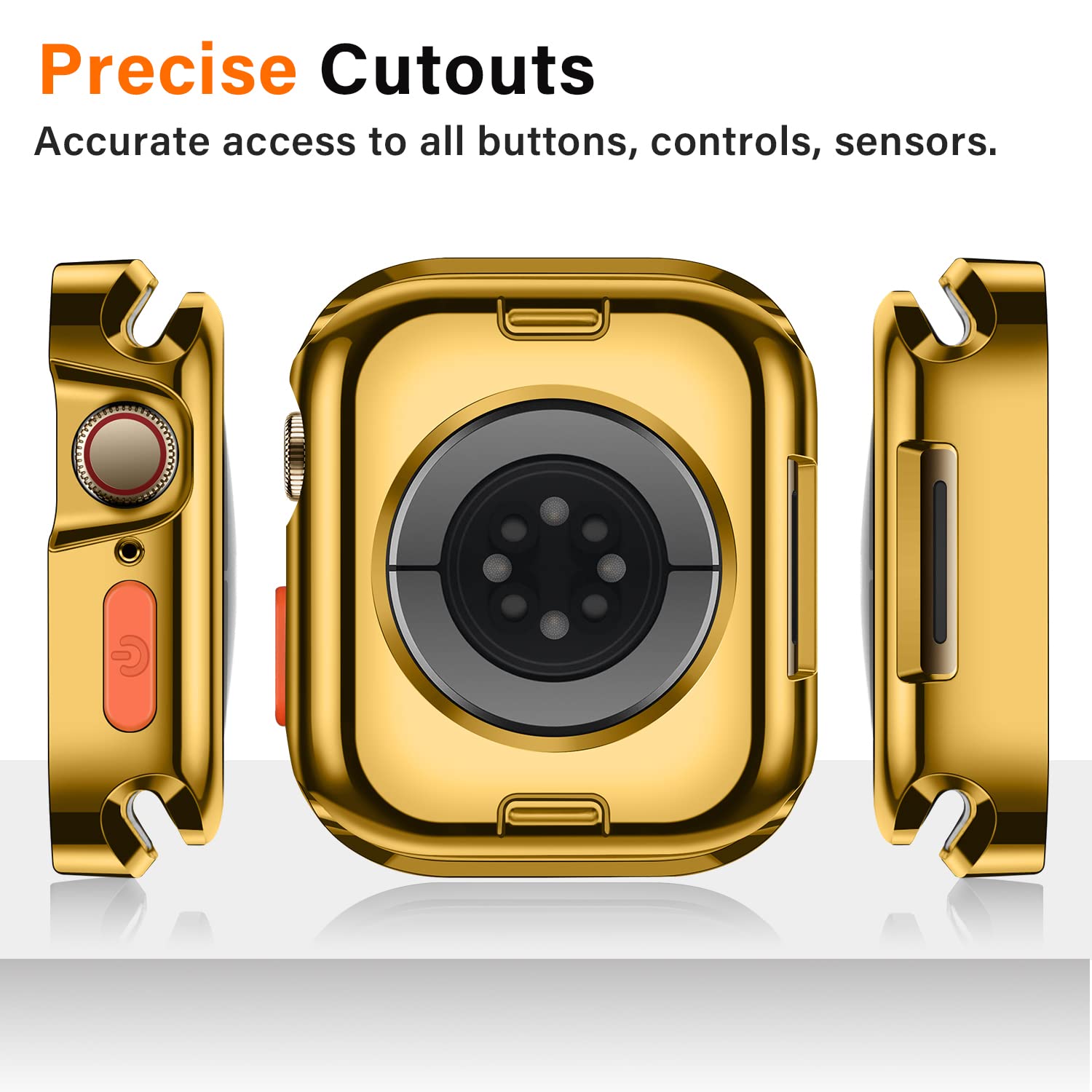 Amizee 2 Pack Rugged Case Compatible With Apple Watch Case Series 9/8/7 45Mm Series 6/Se/5/4 44Mm, Soft Tpu Shockproof Bumper Dr