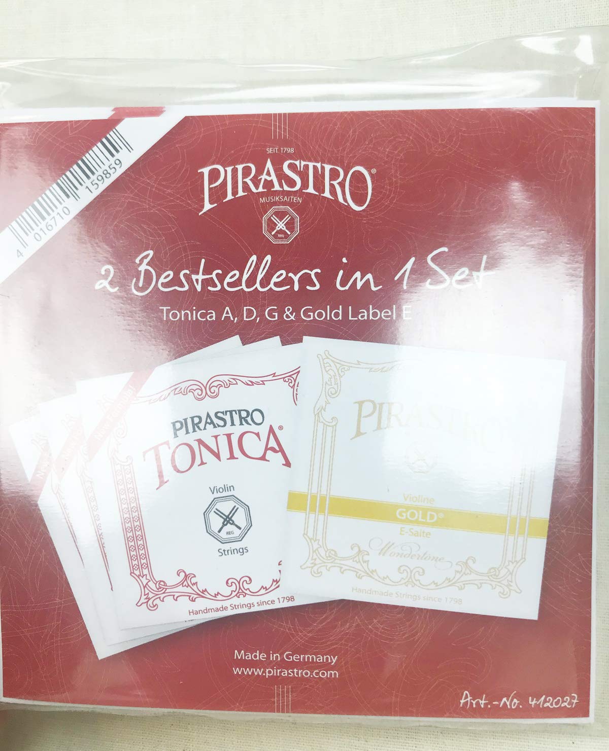 Tonica Violin Strings Set With Gold Label E Strings Ball E 4/4 Size