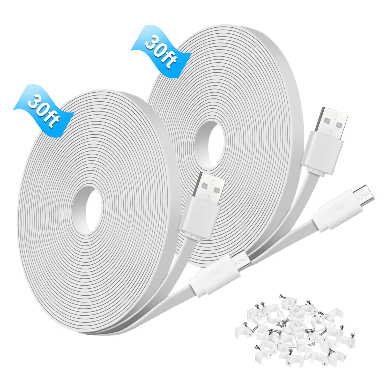 30Ft/9M Power Extension Cable For Wyzecam/Wyzecam V3/ Wyzecam Pan/Wyze Cam Pan V2/ Kasacam/Nestcam Indoor/Yi Cam,Usb To Micro Us