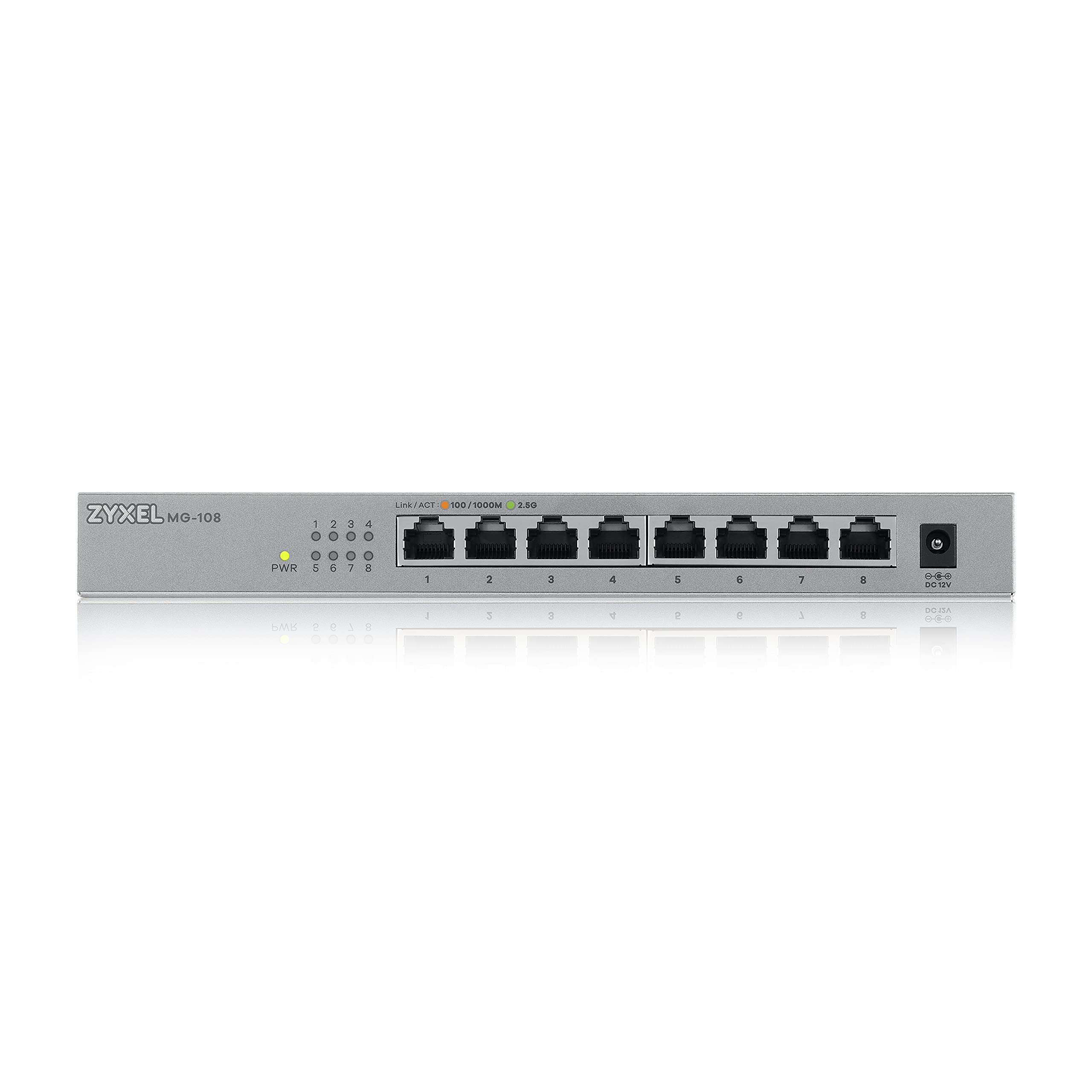 Zyxel 8-Port 2.5Gbb Multigig Ethernet Unmanaged Switch | 8 X 100/1G/2.5G Mbps Ports | Plug & Play | Metal Housing | Desktop Or W