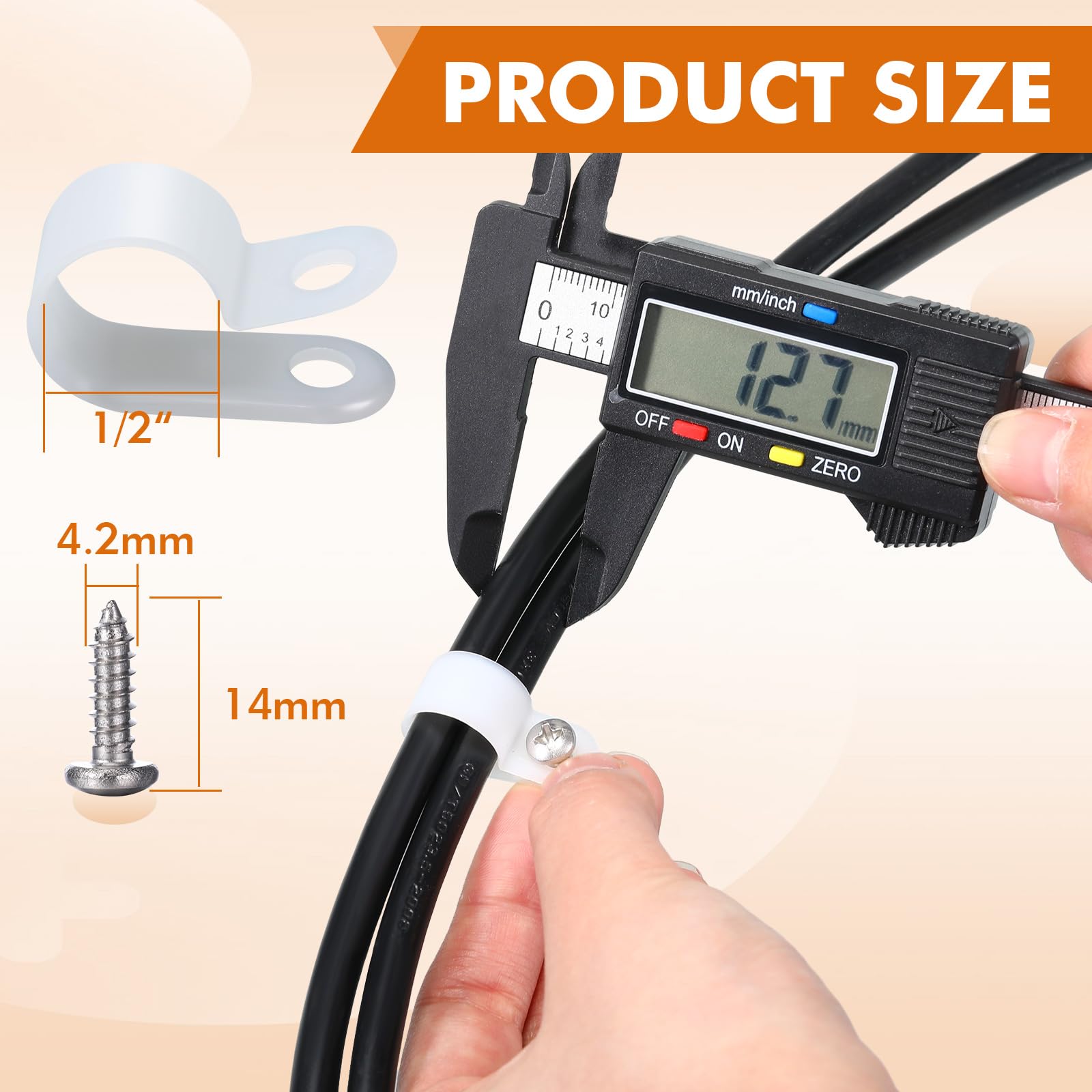 Hicarer 100 Pack R-Type Clip Cable Fastener Wire Clamp Nylon Screw Mounting Electrical Grip Clips With 100 Pack Screws For Wire