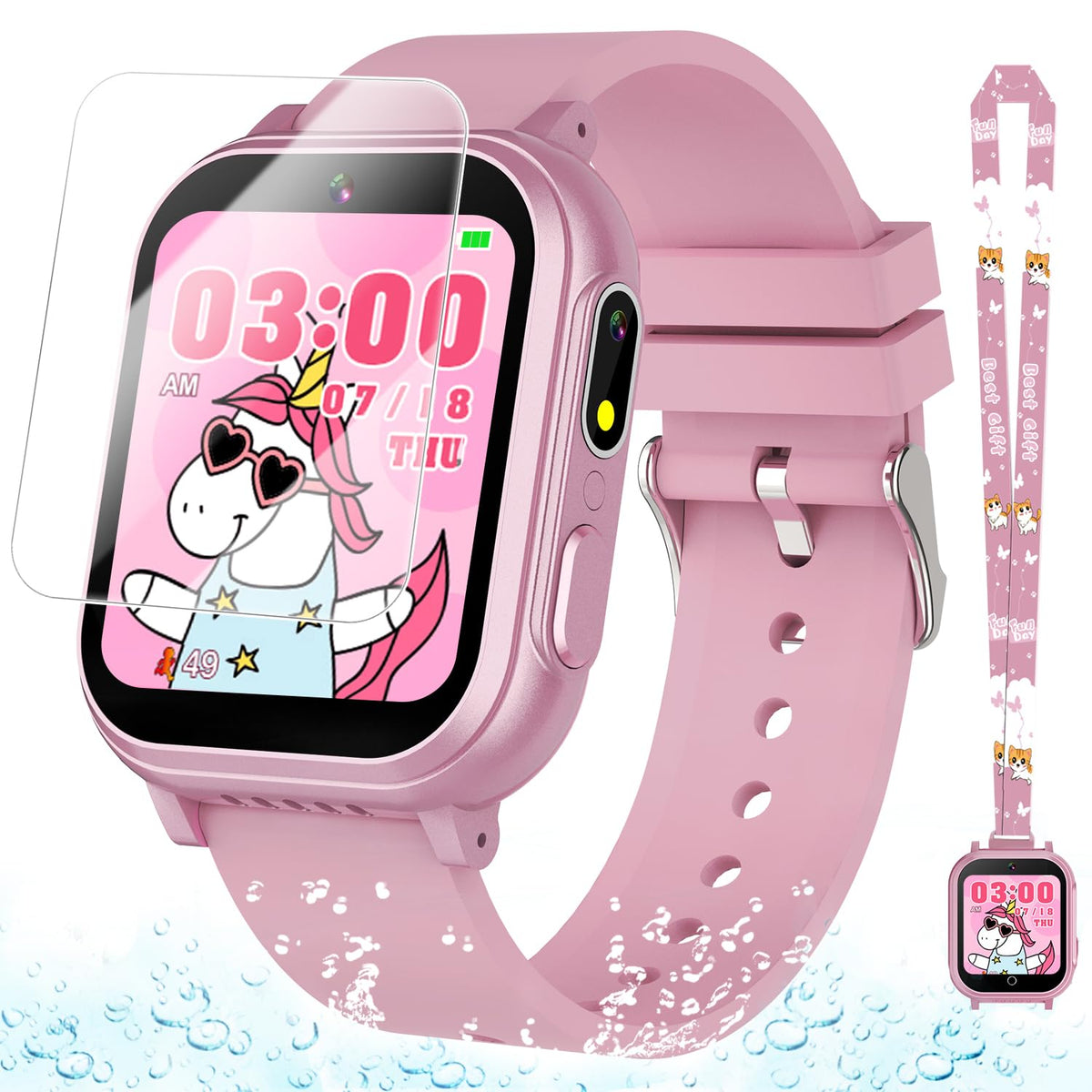 Waterproof Smart Watch For Kids Gift For Girls Age 5-12 With 32 Games, Dual Camera, Habit Tracking, Music Player, Video, Alarm C