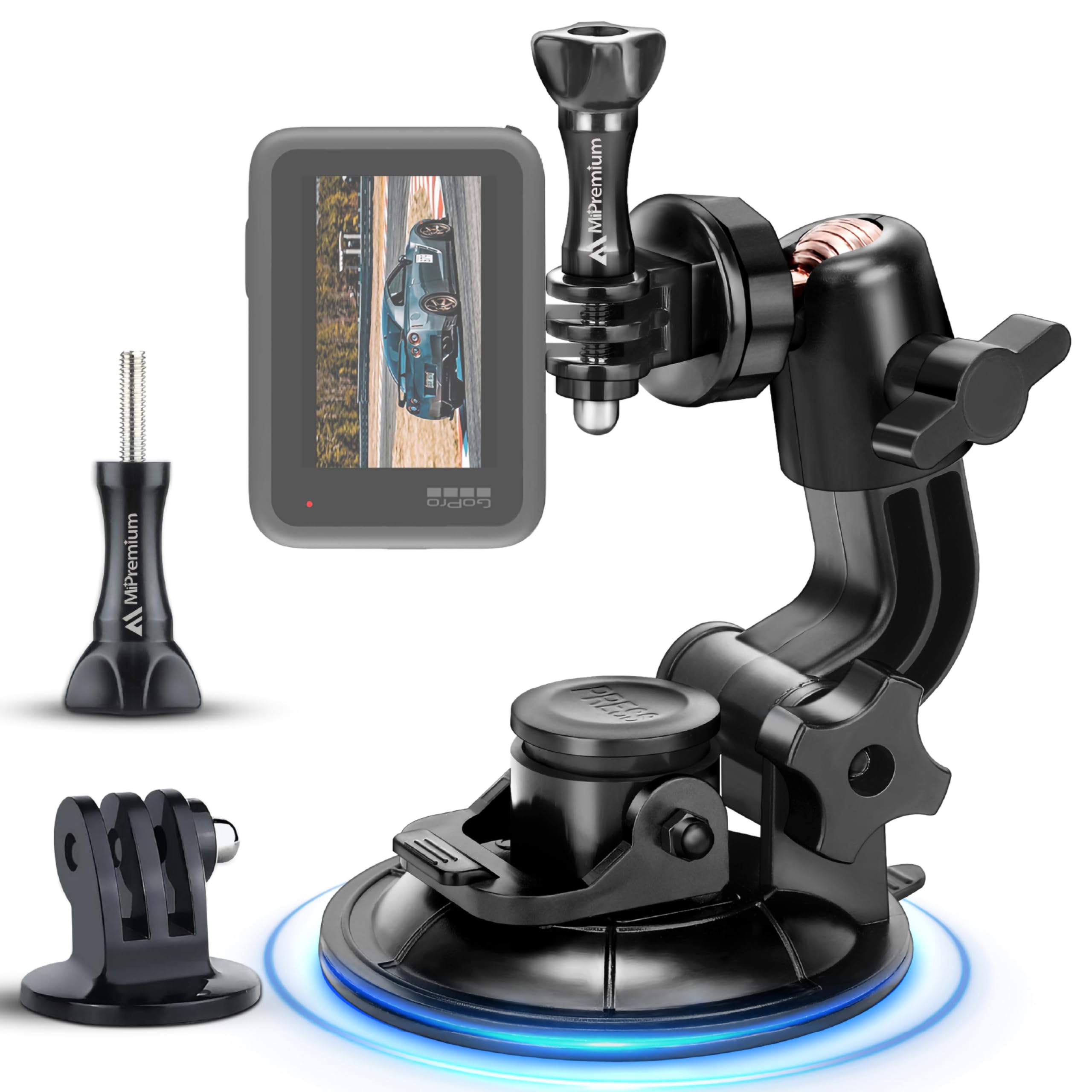 Mipremium Car Suction Cup Mount For Gopro Hero 13 12 11 10 9 8 7 6 5 4 3 3+ 2 Session Black Silver Xiaoyi 4K Sjcam Yi Sports Act