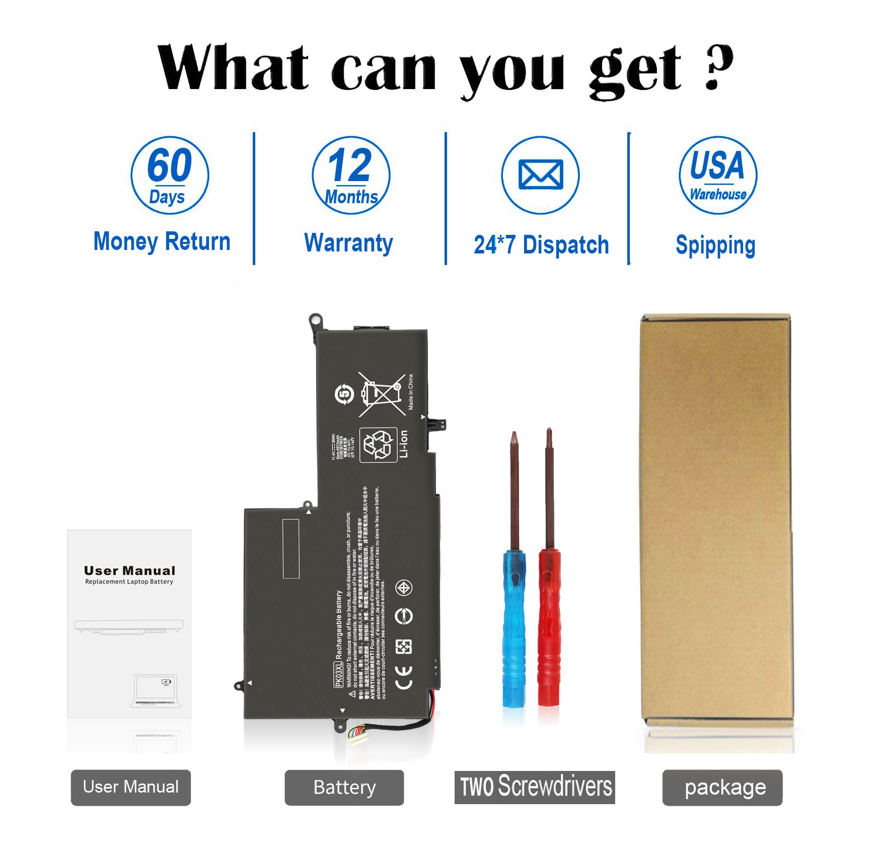 Pk03Xl 789116 005 Battery For Hp Spectre X360 13 4101Dx 13 4102Dx 13 4103Dx 13 4105Dx 13 4100Dx 13 4110Dx 13 4001Dx 13 4002Dx 13