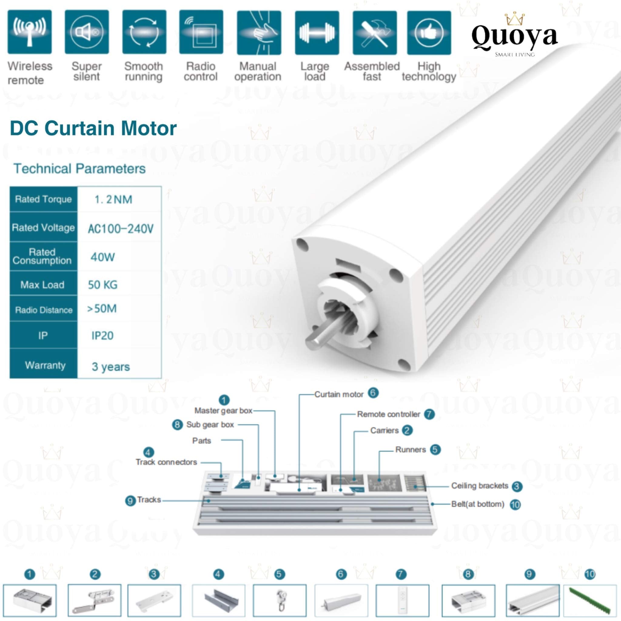 Quoya Ql500 Smart Curtains System, Electric Curtain Track With Automated Rail?Motorized And Adjustable Tracks/Rod/Pole (Up To 7