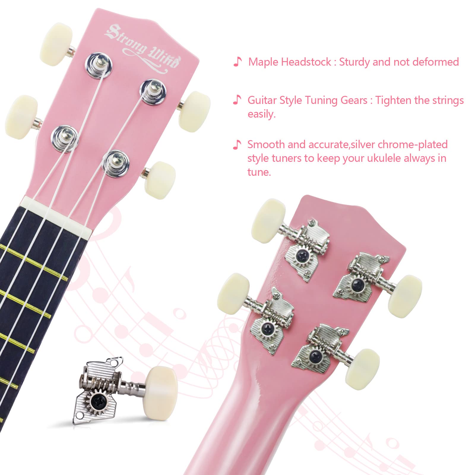 Strong Wind Soprano Ukulele 21 Inch Basswood Ukeleles For Beginners Four Strings Hawaiian Guitar Ukulele For Adults Teenagers Pi
