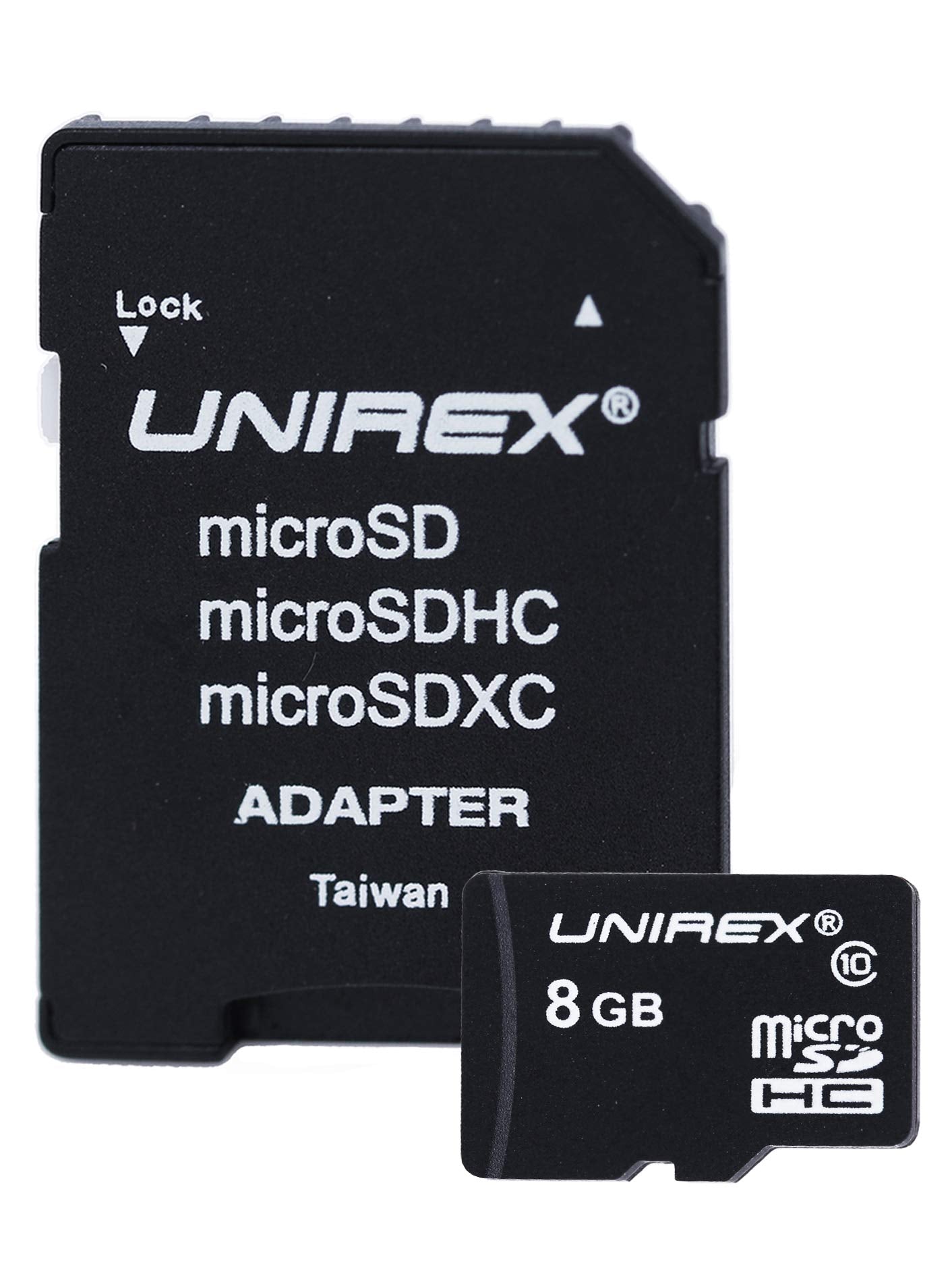 Unirex MSD-082 MicroSD Card with SD Adapter, Works With Any Product with MicroSD or SD Card Slot, 8GB, Class 4