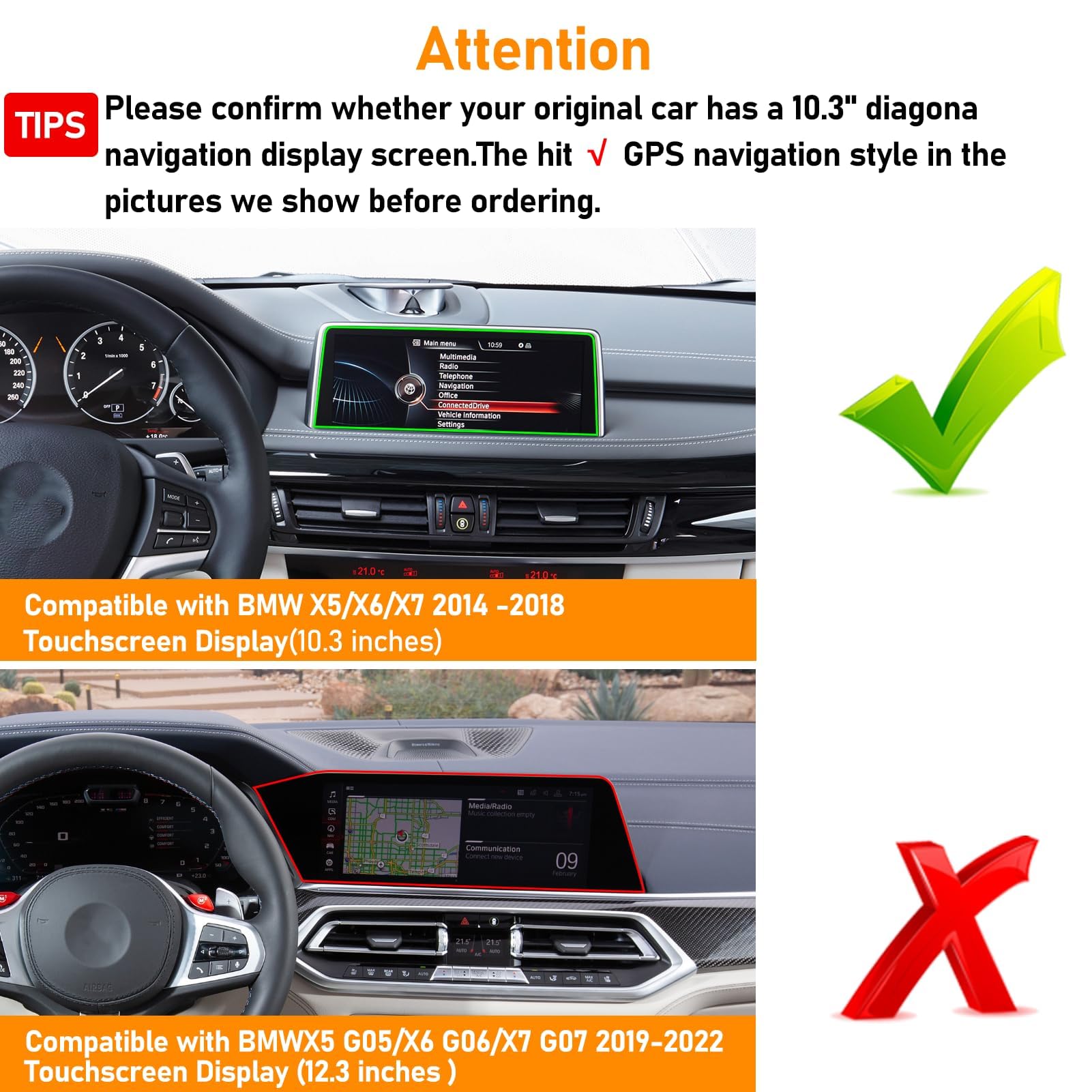 Apeser Compatible With Bmw X5 Screen Phone Mount 2014-2018/X6 2015-2019,F15/F16 Cell Phone Holder For 10.3 Inch Touch Screen,Mag