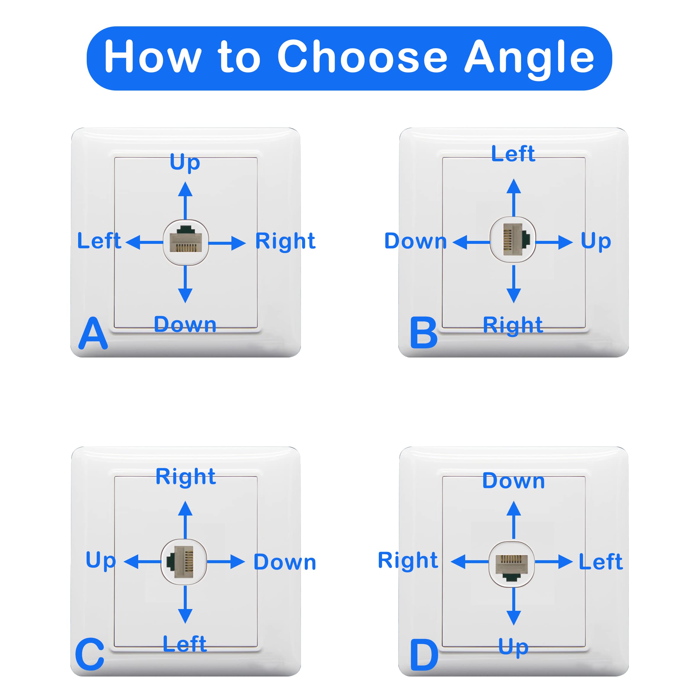 Gelrhonr 90 Degree Rj45 Ethernet Extension Cable,Turn Right Cat5 Lan Cable Extender Rj45 Network Patch Cord Male To Female Conne