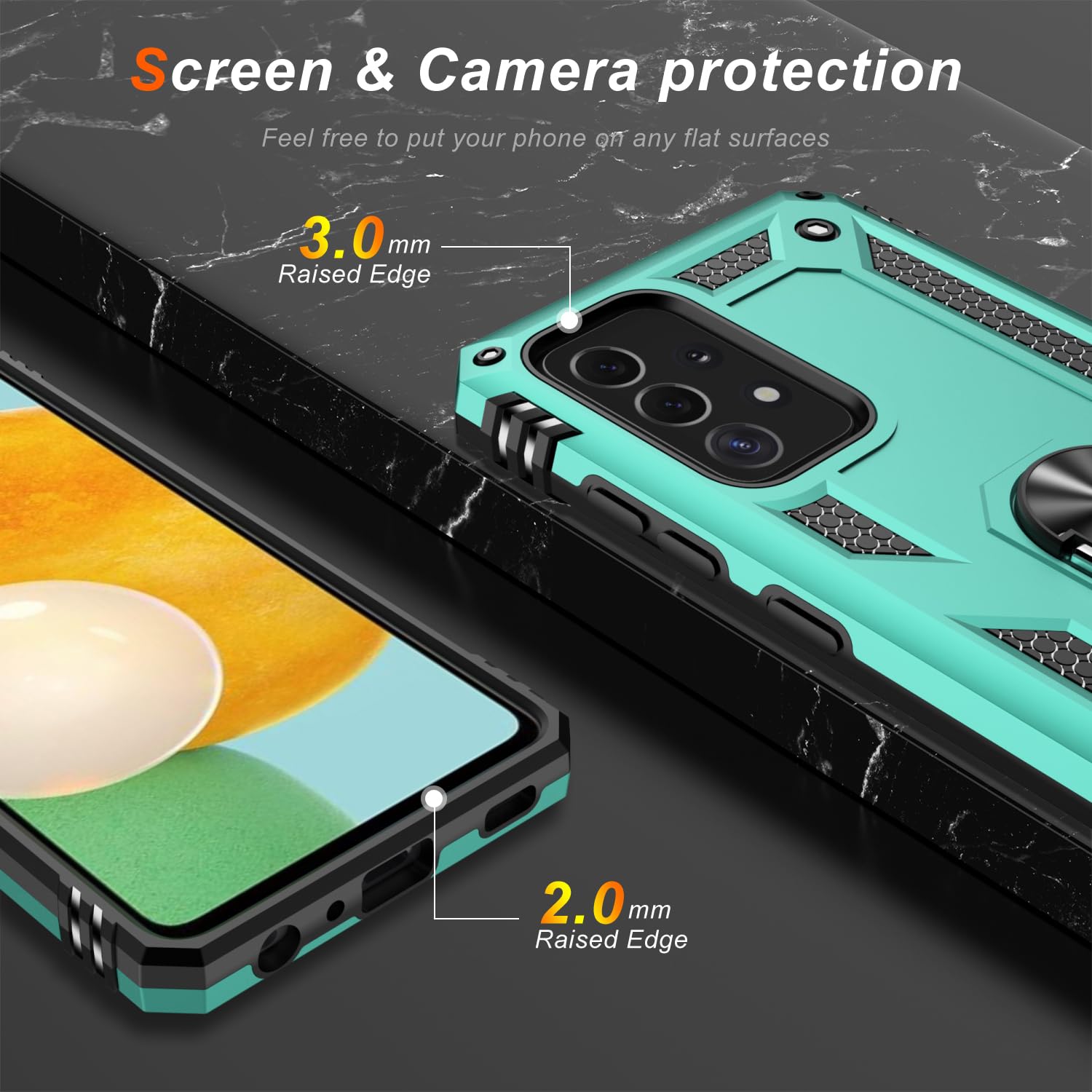 Lumarke For Galaxy A72 Case With Screen Protector,Pass 16Ft. Drop Tested Military Grade Protective Phone Cover With Magnetic Rin