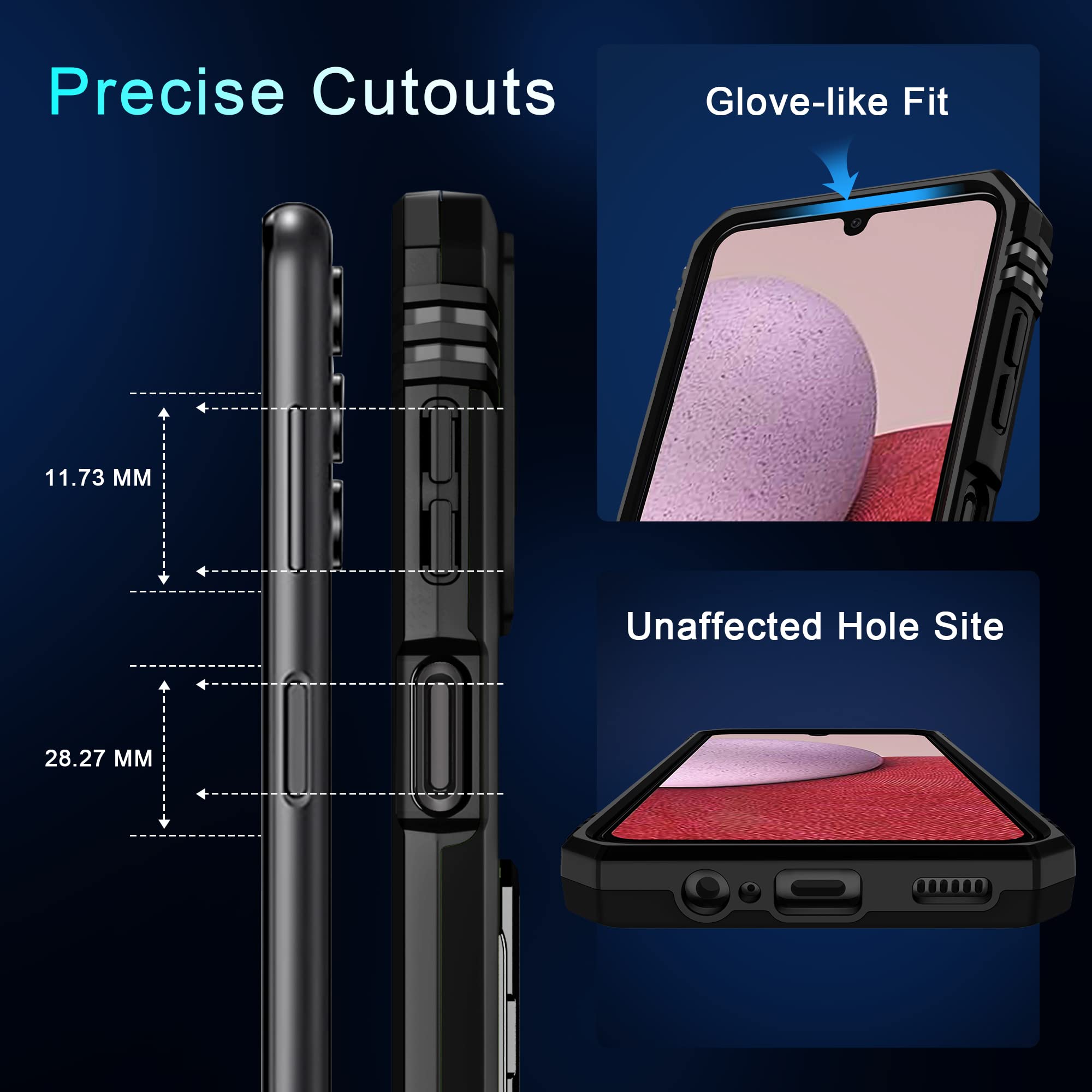 Deerlamn Case For Samsung Galaxy A14 5G With Slide Camera Cover+Screen Protector(2 Packs),Rotated Ring Kickstand Military Grade