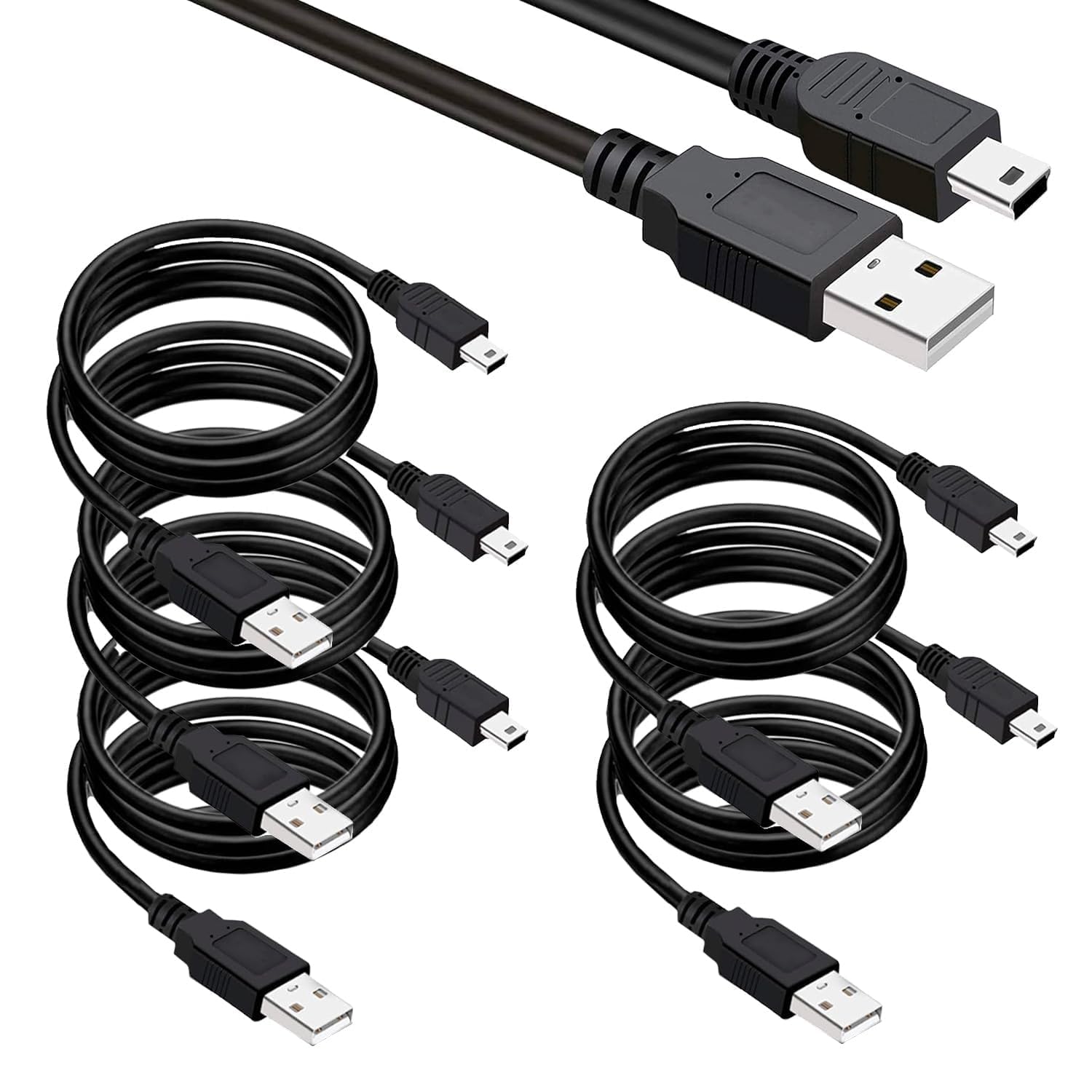 Saitech It Usb 2.0 A To Mini 5 Pin B Cable For External Hdds/Camera/Card Readers/Mp3 Player Black   (5 Pack 3 Feet)