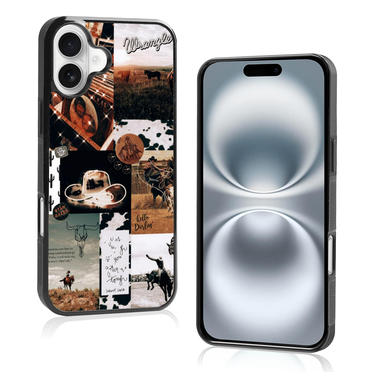 Onemiliayears Cool Cowboy Cowgirl Horse Phone Case, Hippie Western Iphone 16 Plus Case, Non-Slip Design, Soft Silica Gel Frame S