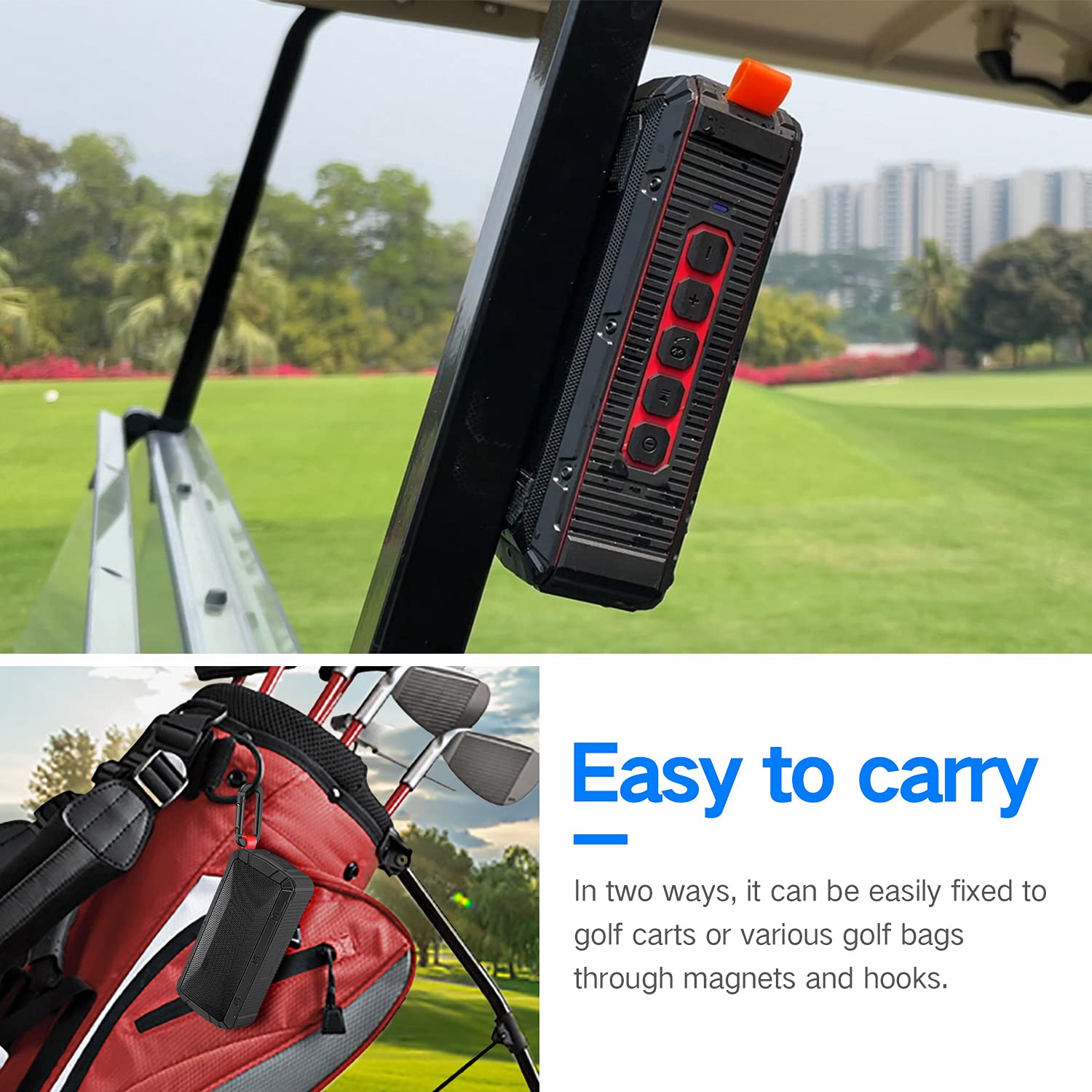 Dprofy 2Pcs Pro Portable Magnetic Bluetooth Golf Speaker Wireless Waterproof Ipx6/Shockproof   3Rd Generation Magnetic Golf Spea