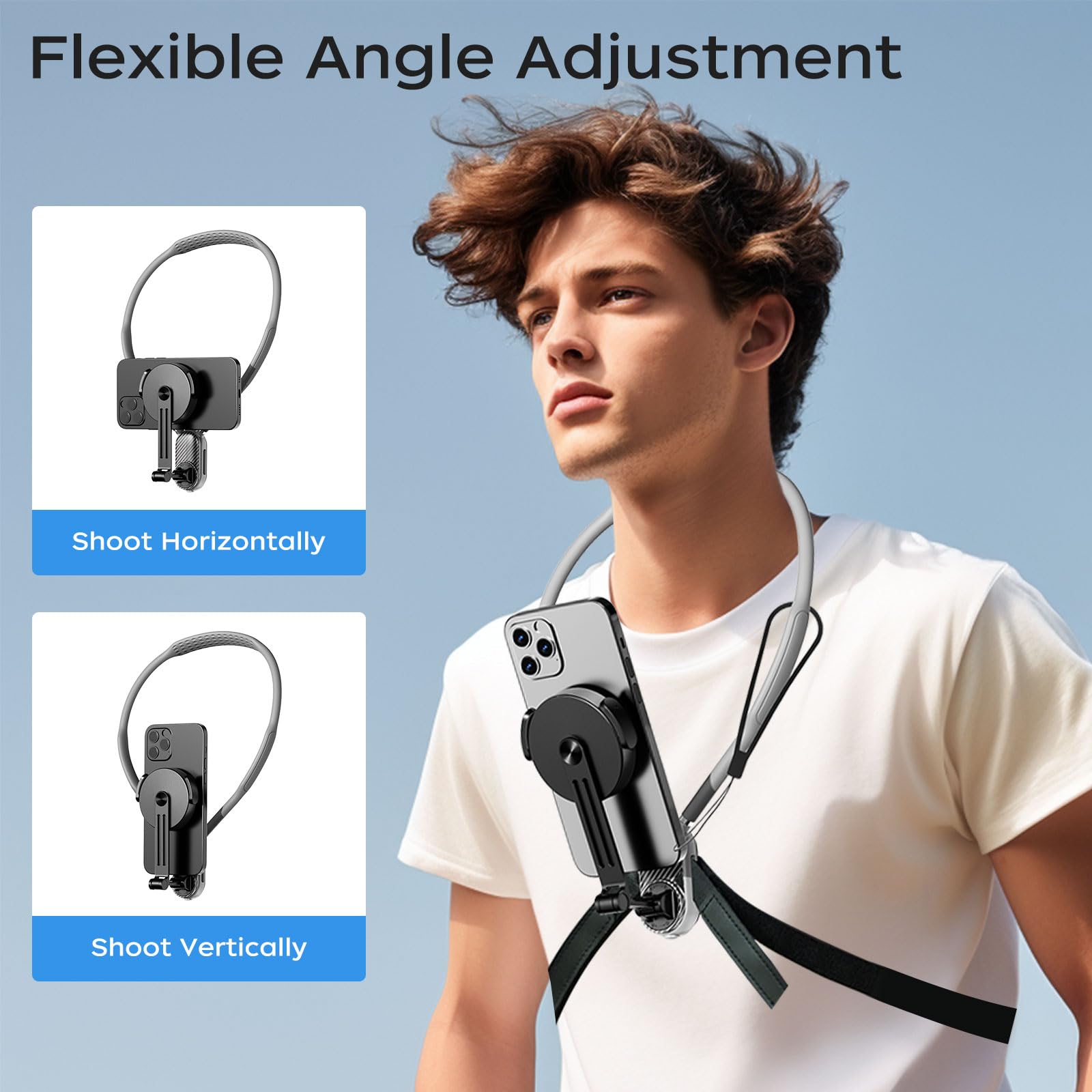 Funsnap Magnetic Neck Mount For Phones, Pov Phone Holder Hand Free Chest Stand Video Recording Vlog For Iphone 16 15 14 13 Andro