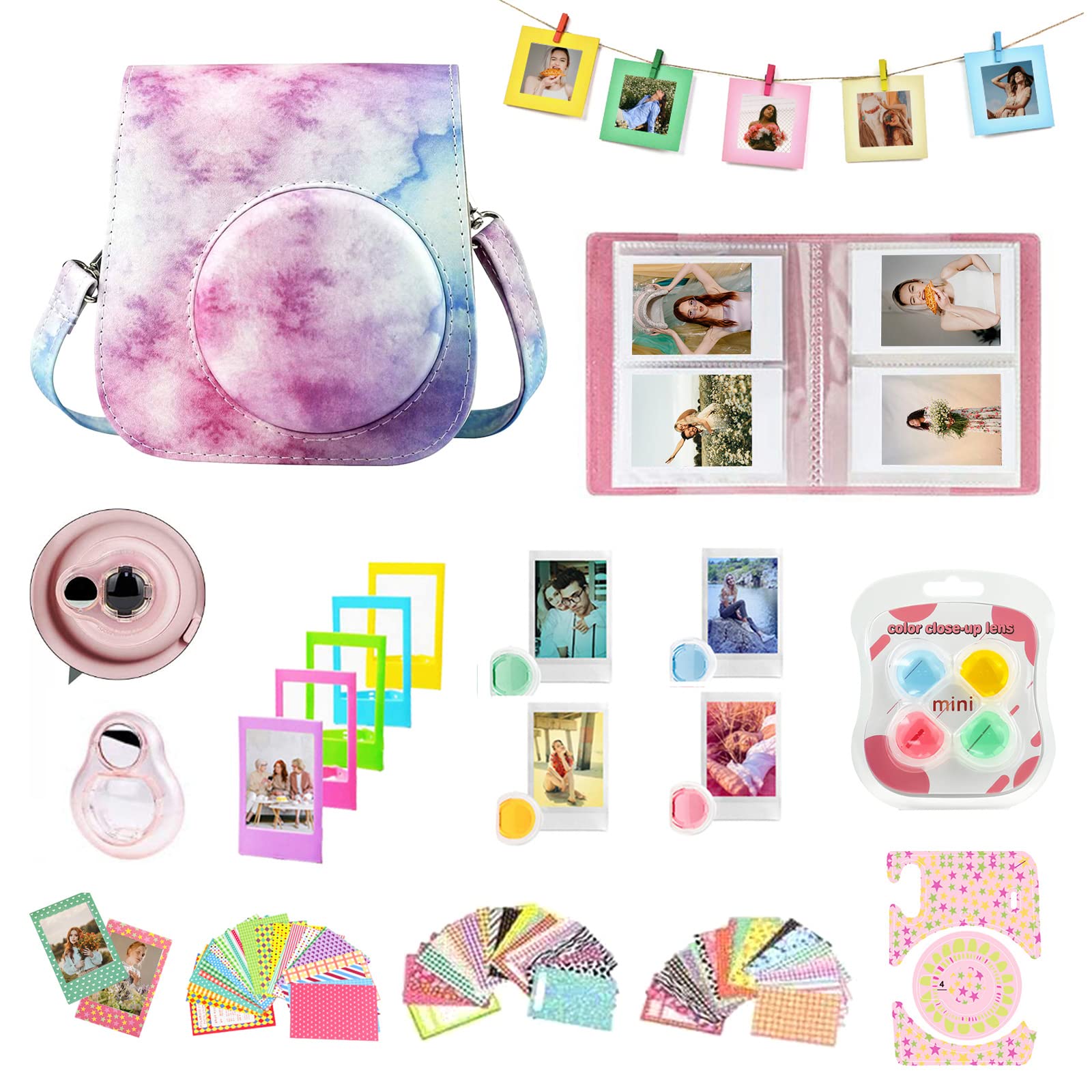 Caiyoule Fujifilm Instax Mini 11 Camera Accessories Kit Bundle With Protective Case & Mini Album & Frames & Diy Sticker & Filter