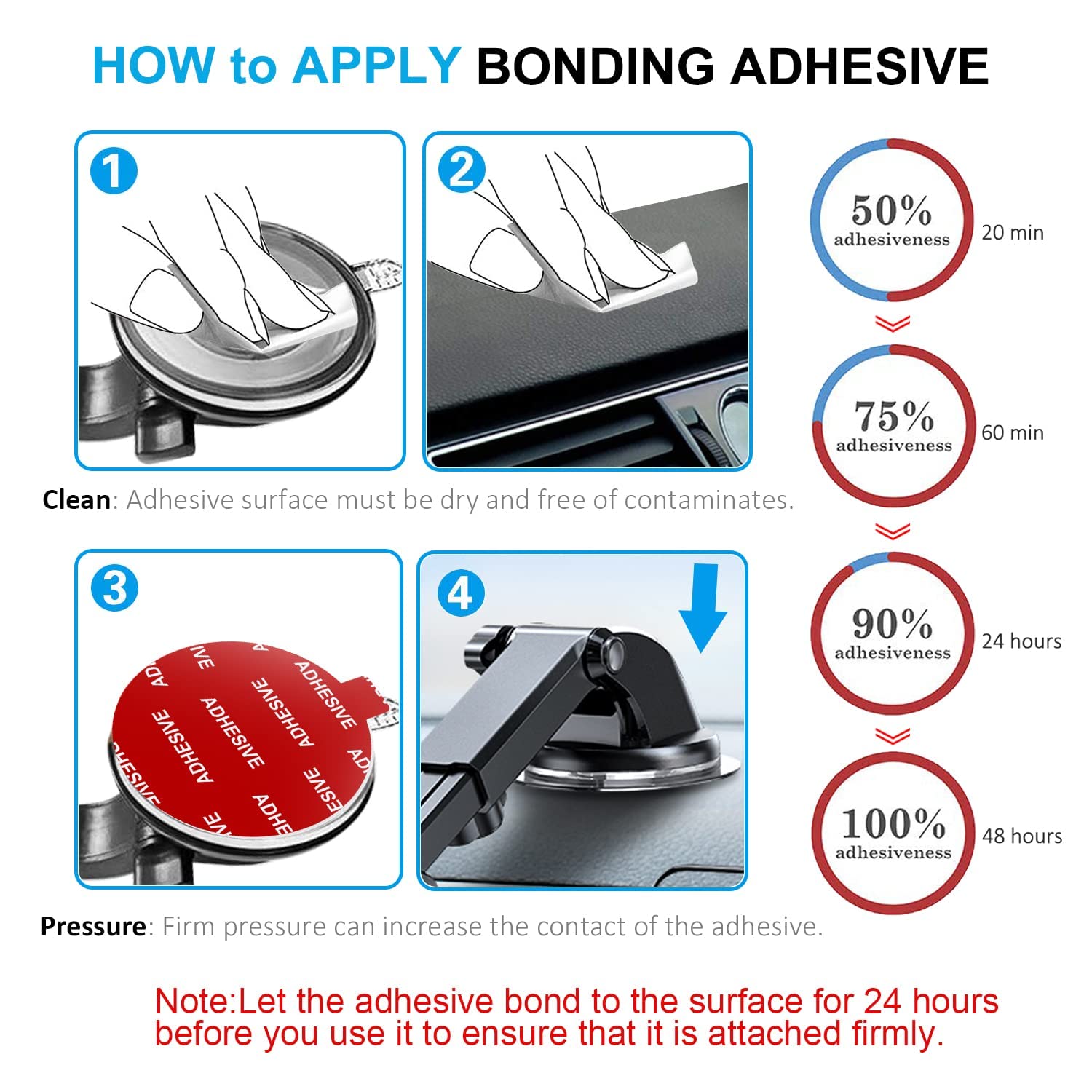 Galundge 9 PCS Transparent Double-Sided Adhesive Pads for Dashboard/Windshield Mount, 80mm Suction Cup Stickers for Camera/GPS/Phone