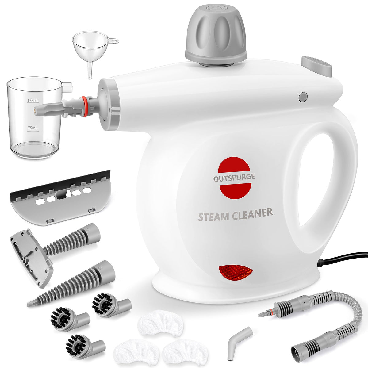 Outspurge Handheld Steam Cleaner, Pressurized Multi Surface Steam Shot With 13 Accessories, Safety Lock, Steamer For Cleaning Fl