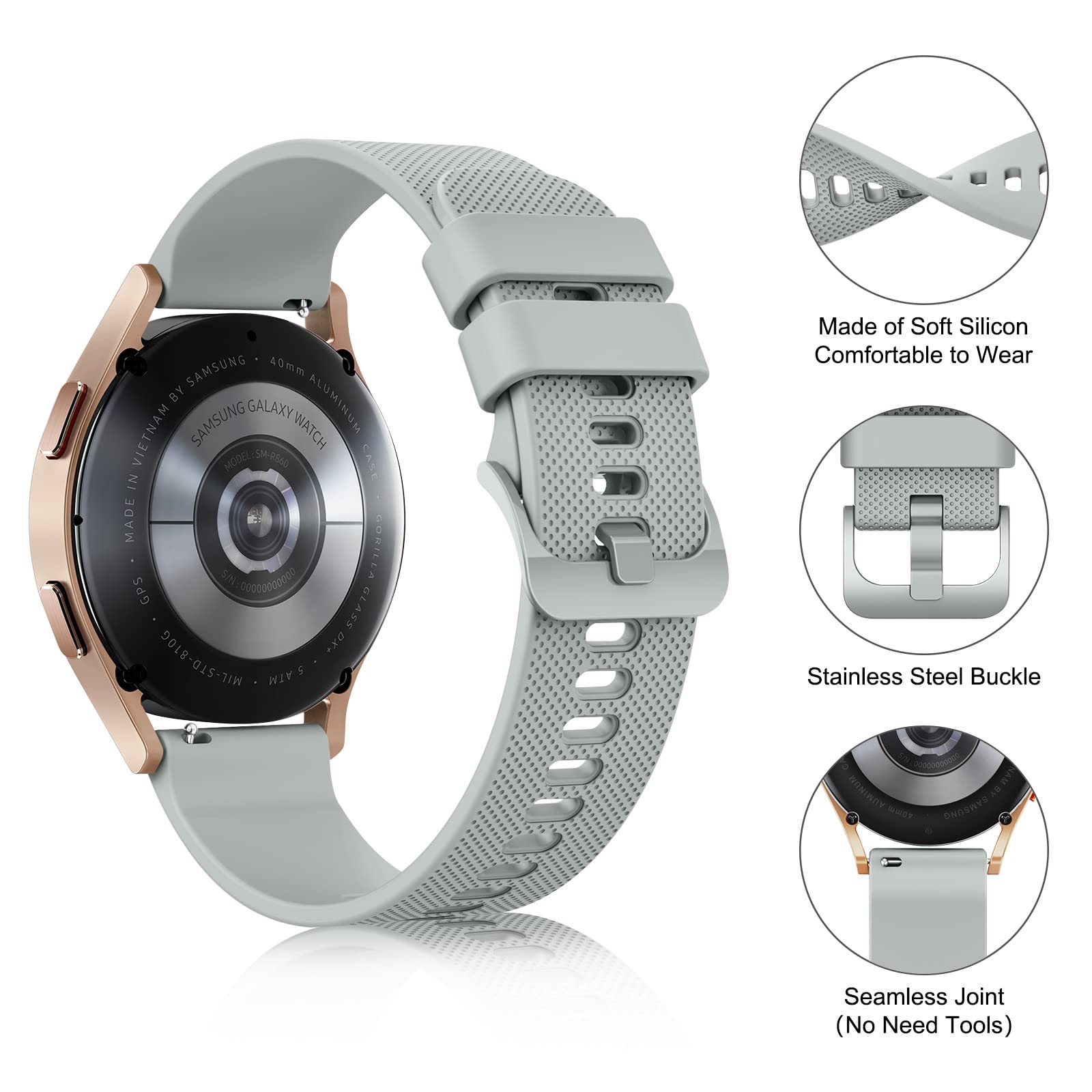 22Mm Silicone Bands Compatible For Fossil Men 'S Gen 6 44Mm / Gen 5E 44Mm / Men 'S Gen 5 Lte/Carlyle/Garrett/Women 'S Julianna S