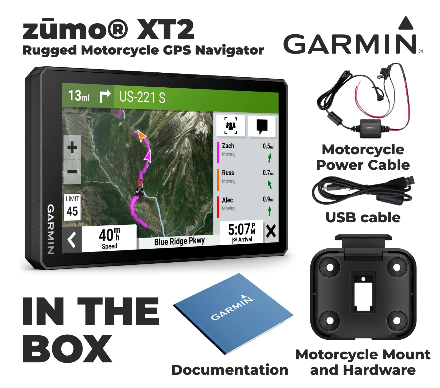 Wearable4U - Garmin Zumo Xt2 Mt-S Rugged Motorcycle Bike Gps Navigator, 6In Sunlight-Readable Display With Power Pack Bundle