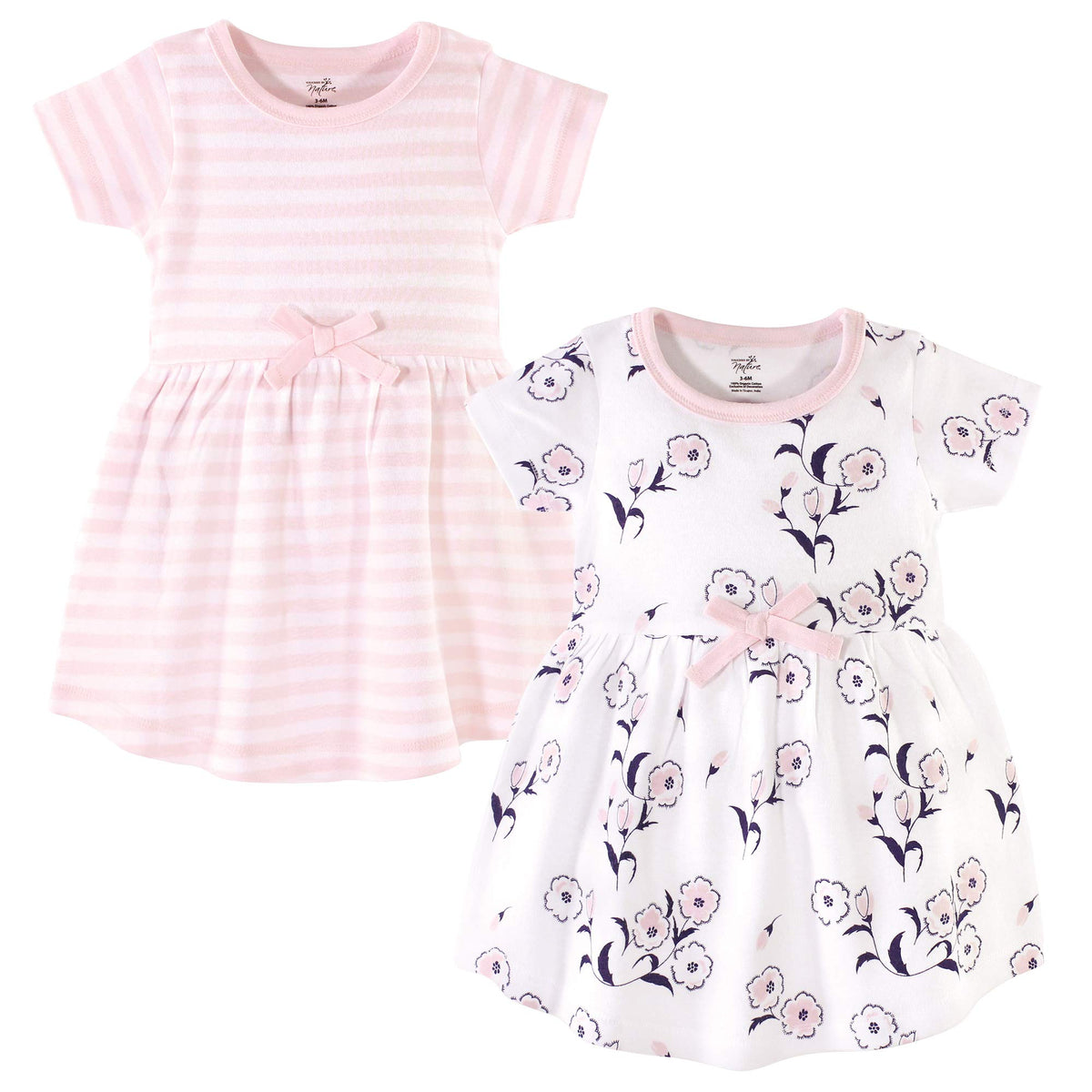 Touched By Nature Girls, Toddler, Baby And Womens Organic Cotton Short Sleeve And Long Sleeve Dresses, Wild Flowers Short Sleeve