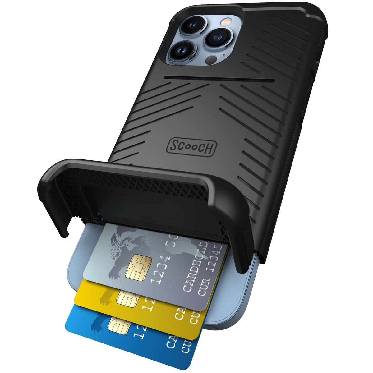 Scooch For Iphone 13 Pro Max Case With Card Holder, Wingmate Wallet Case With Hidden Card Slot And Rfid Protection For Up To 4 C