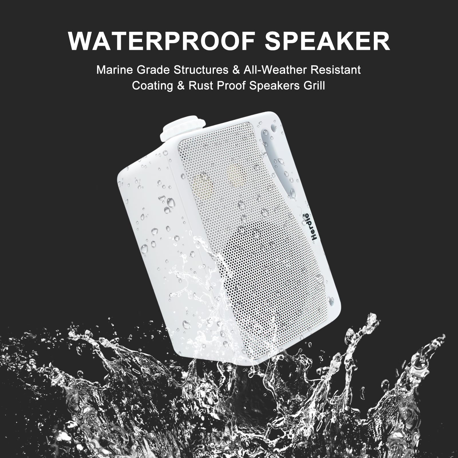 Herdio 3.5'' Outdoor Bluetooth Speakers Wired Waterproof, 200W 3 Way Upgrade Premium Wall Mount Speakers, Durable Mountable Loud