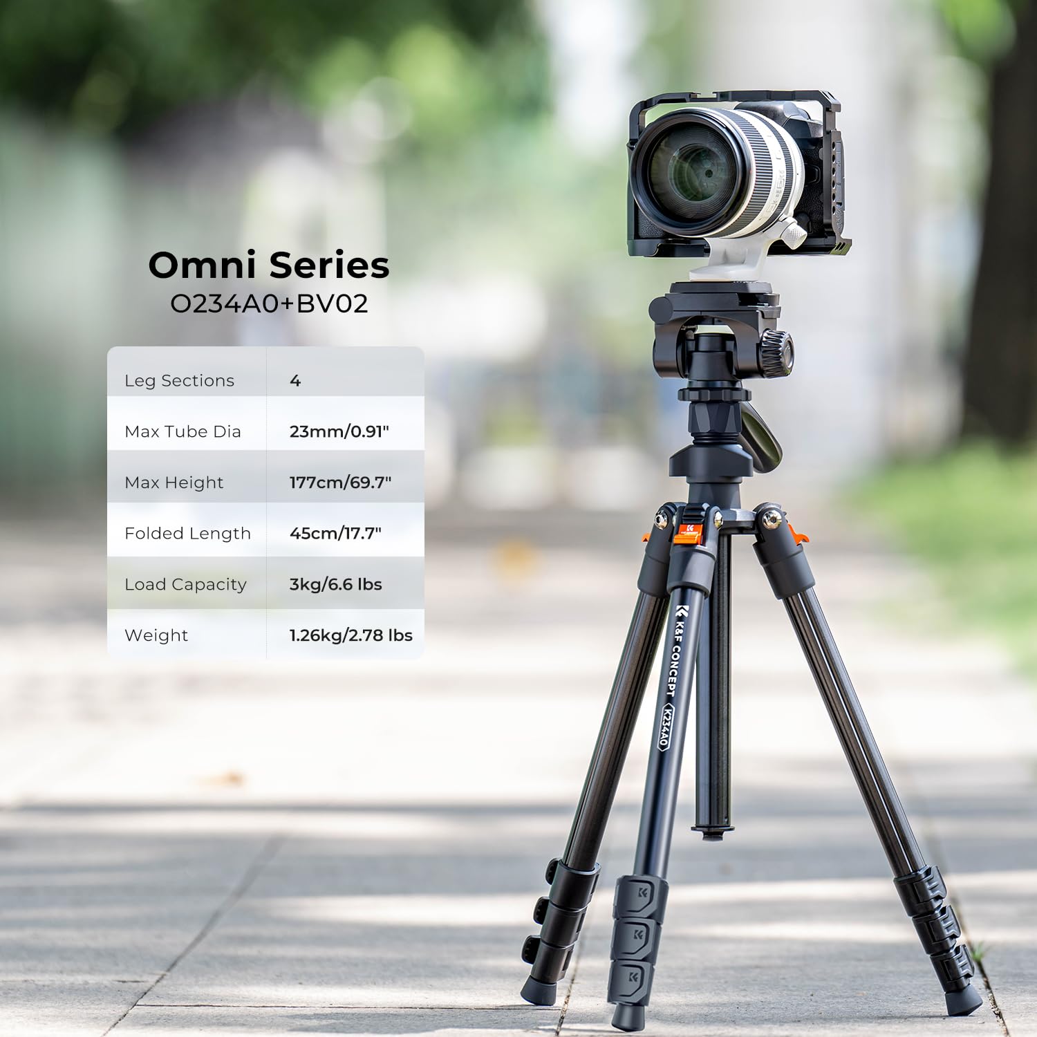 K&F Concept 70 Video Tripod,Lightweight Travel Tripod With 3-Way Swivel Pan Tilt Head Load 6.6 Lbs, Phone Holder Smartphone Clip