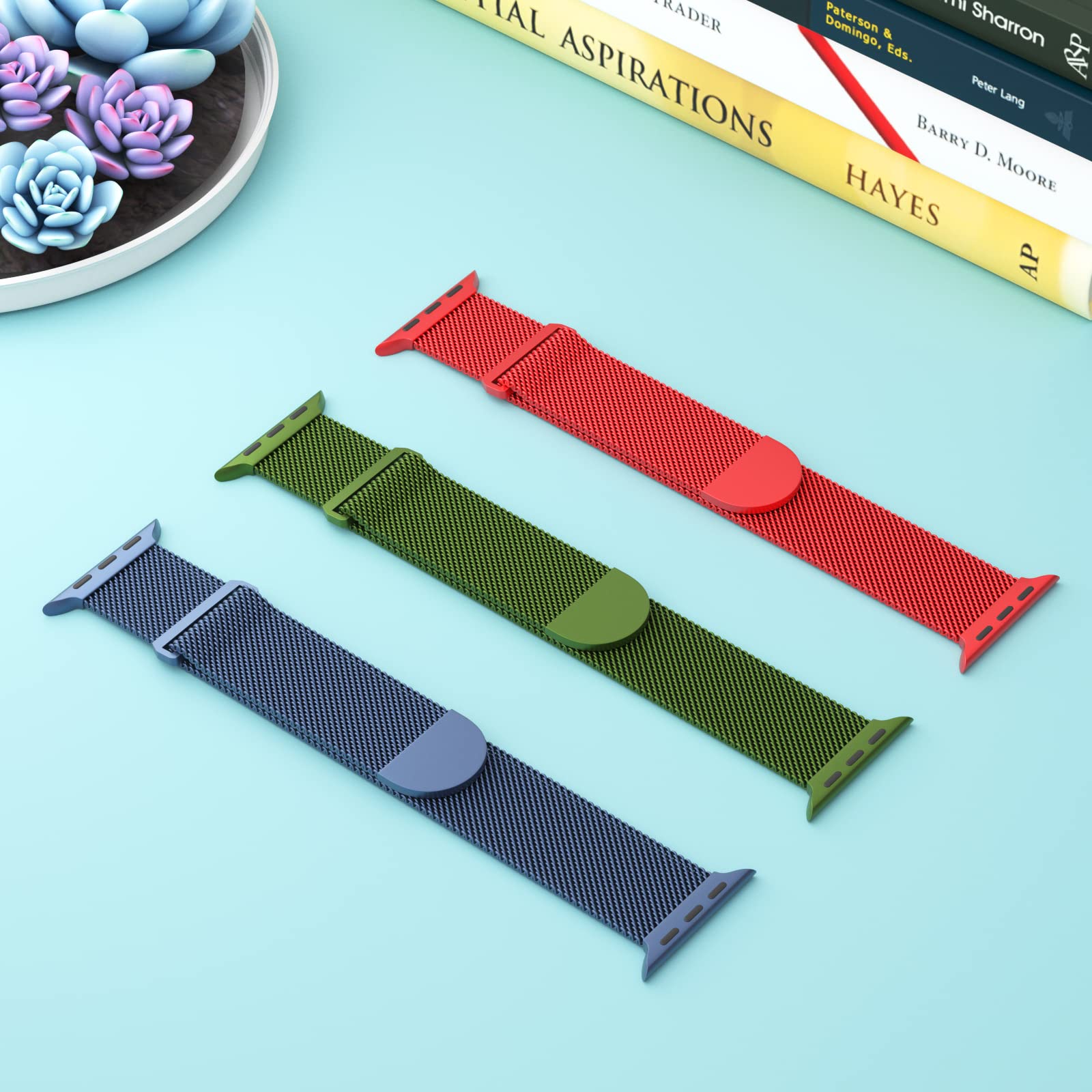 Steezrd 3 Pack Mesh Metal Apple Watch Bands, 38Mm 45Mm, Stainless Steel Magnetic Loop Band Replacement For Ultra 2 Iwatch Series