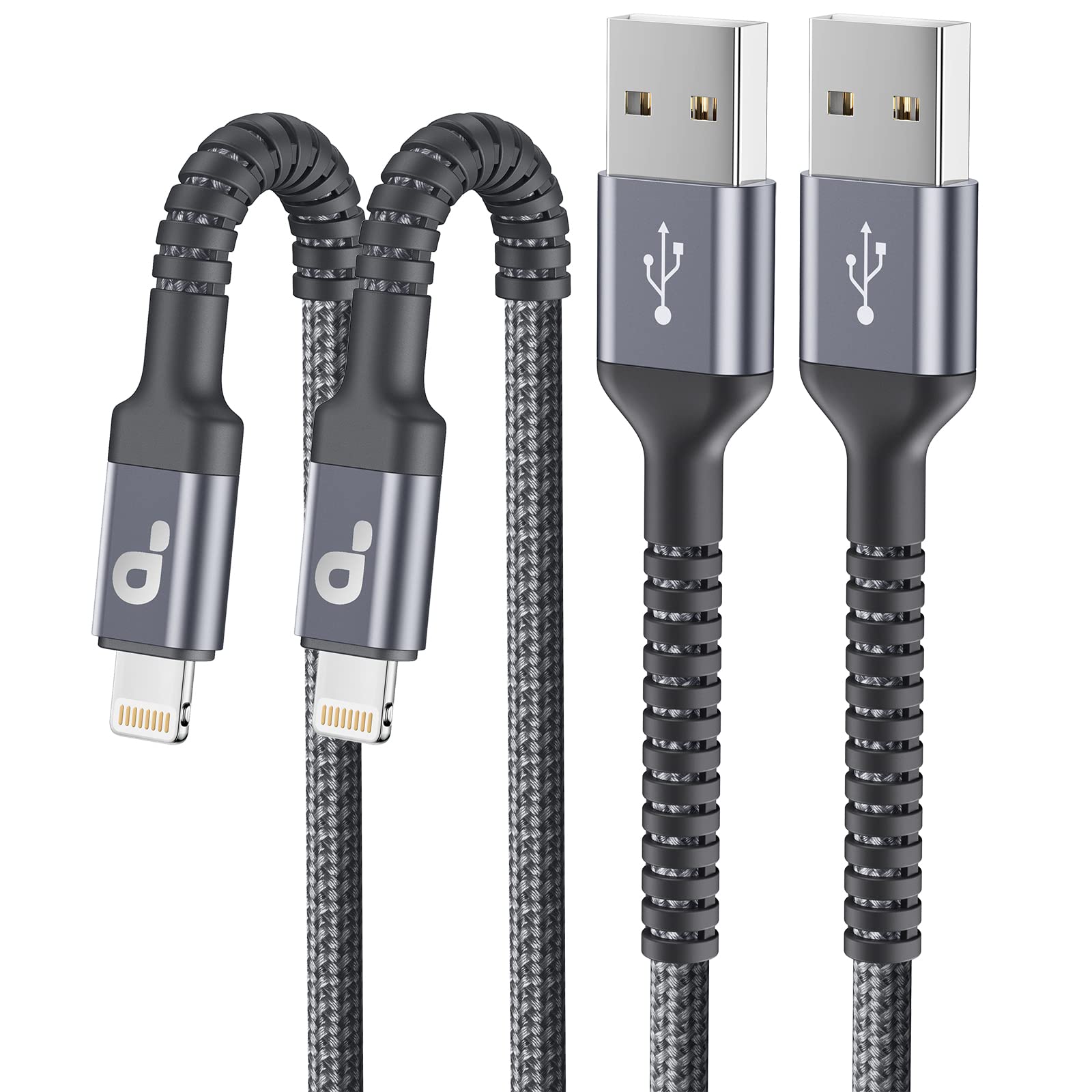 Iphone Charger Cable 2Pack 6Ft, Nylon Braided Lightning Cable, [Apple Mfi Certified] Fast Charging Iphone Charger Cord Compatibl