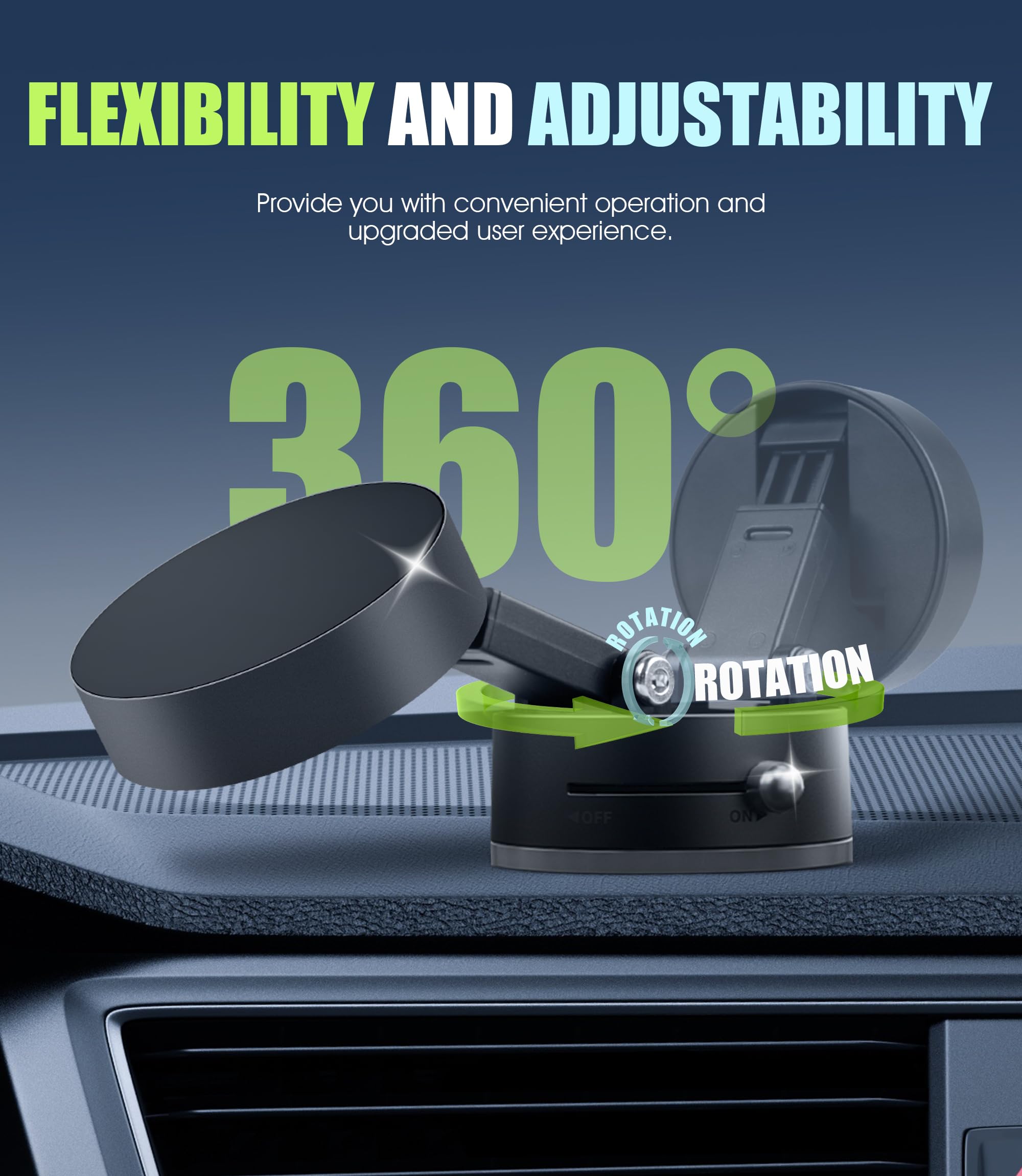 Seltureone Vacuum Magnetic Phone Holder(2025 Upgrated),360 Rotatable And Retractable Vacuum Suction Phone Stand For Car,Multi-Sc