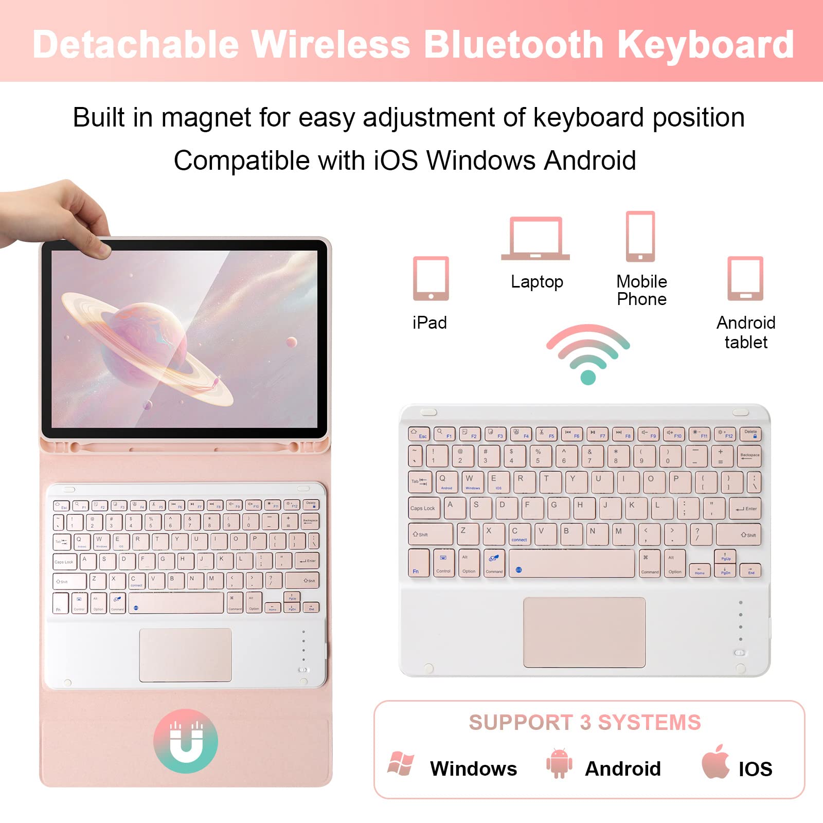 Soppy Keyboard Case With Touchpad For Ipad, Bluetooth Keyboard For Ipad Air 6Th (M2) 11'' 2024, Ipad Air 5Th 2022, Ipad Air 4Th