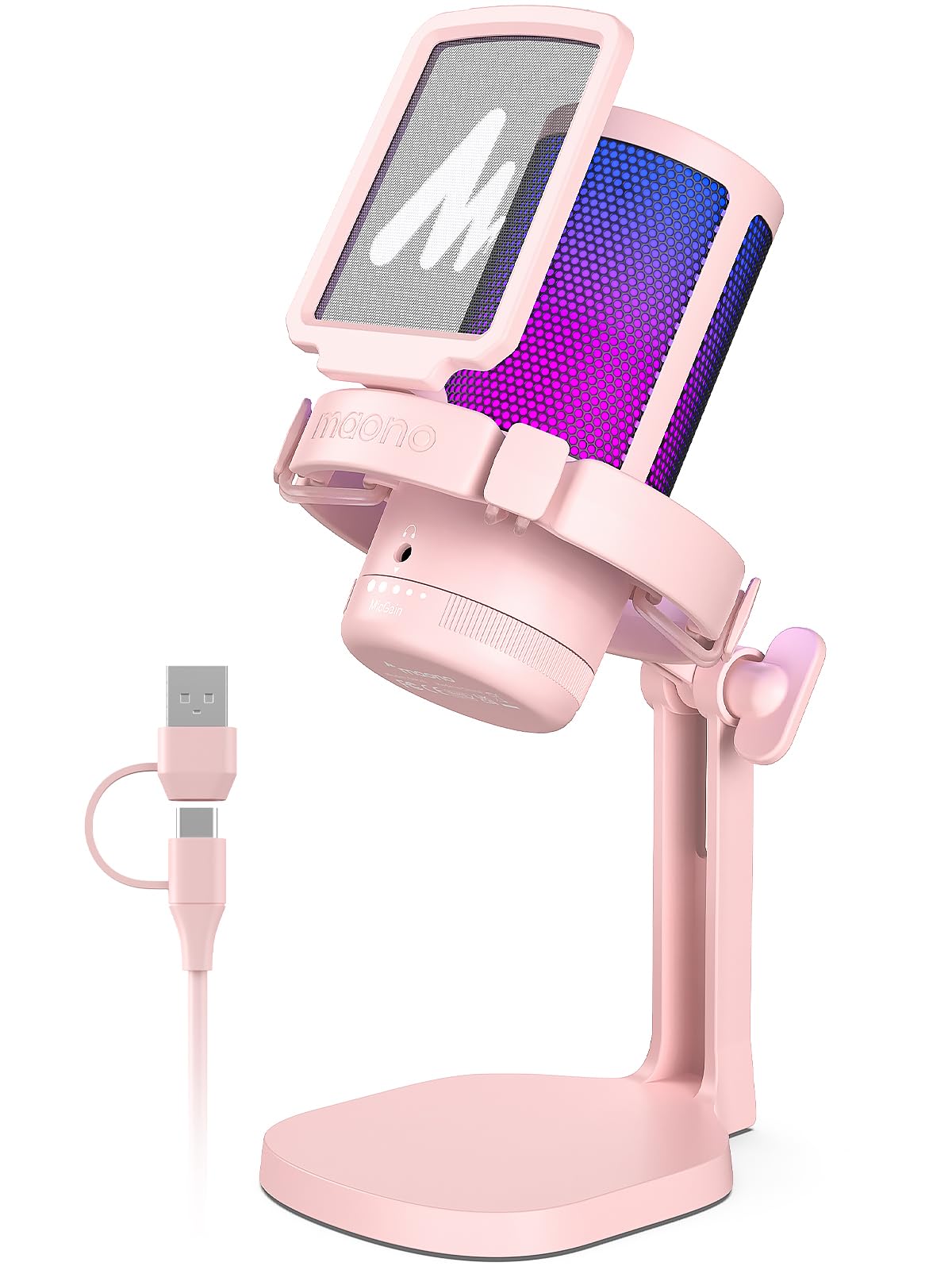Maono Gaming Microphone With Noise Cancellation, Usb Condenser Mic For Streaming, Podcast, Twitch, Youtube, Discord, Pc Desktop 