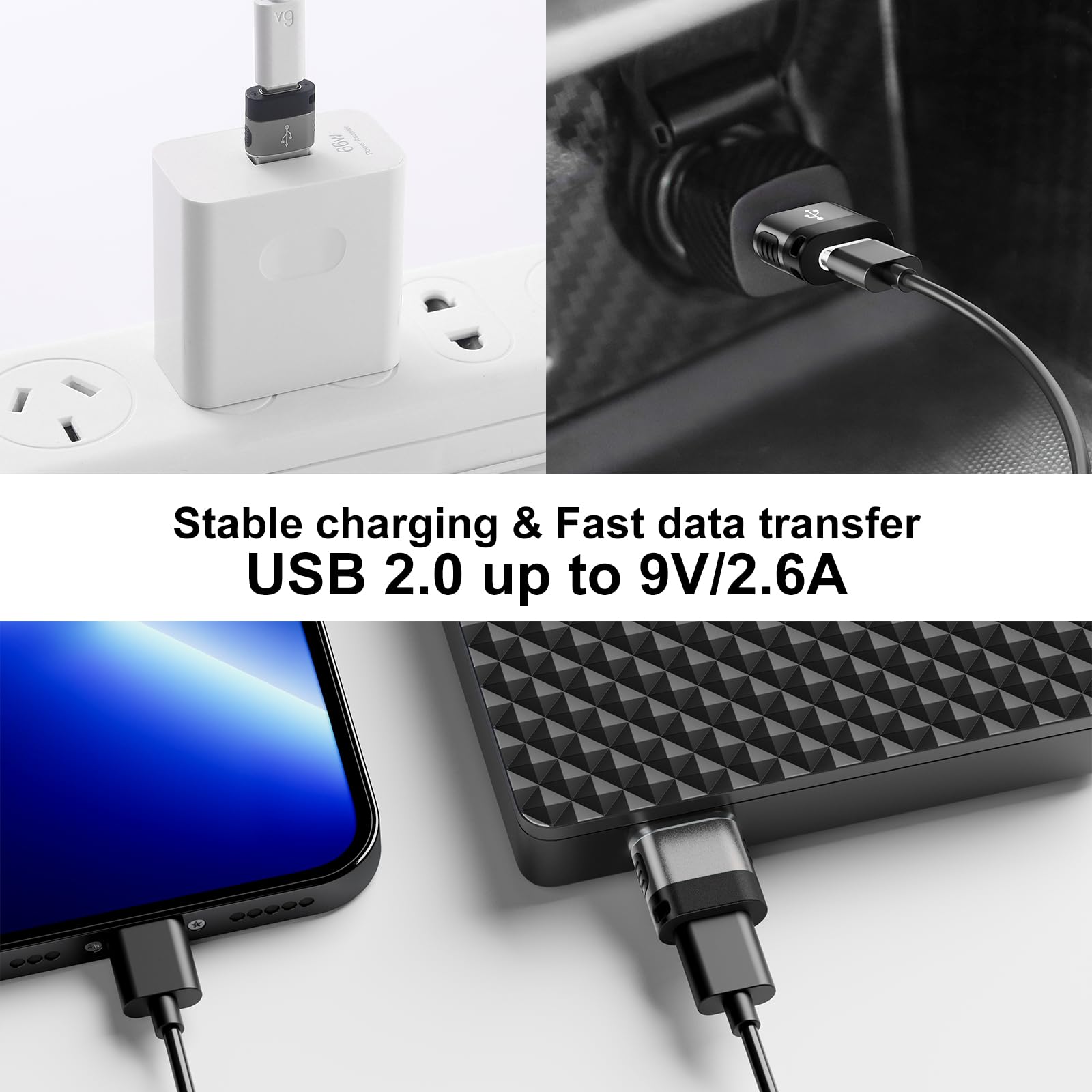 Basenew Usb C Adapters 4 Pack,Usb Usbc Male Female Adapter,2 *Usb C Male To Usb Female Adapter,2 *Usb C Female To Usb Male Adapt