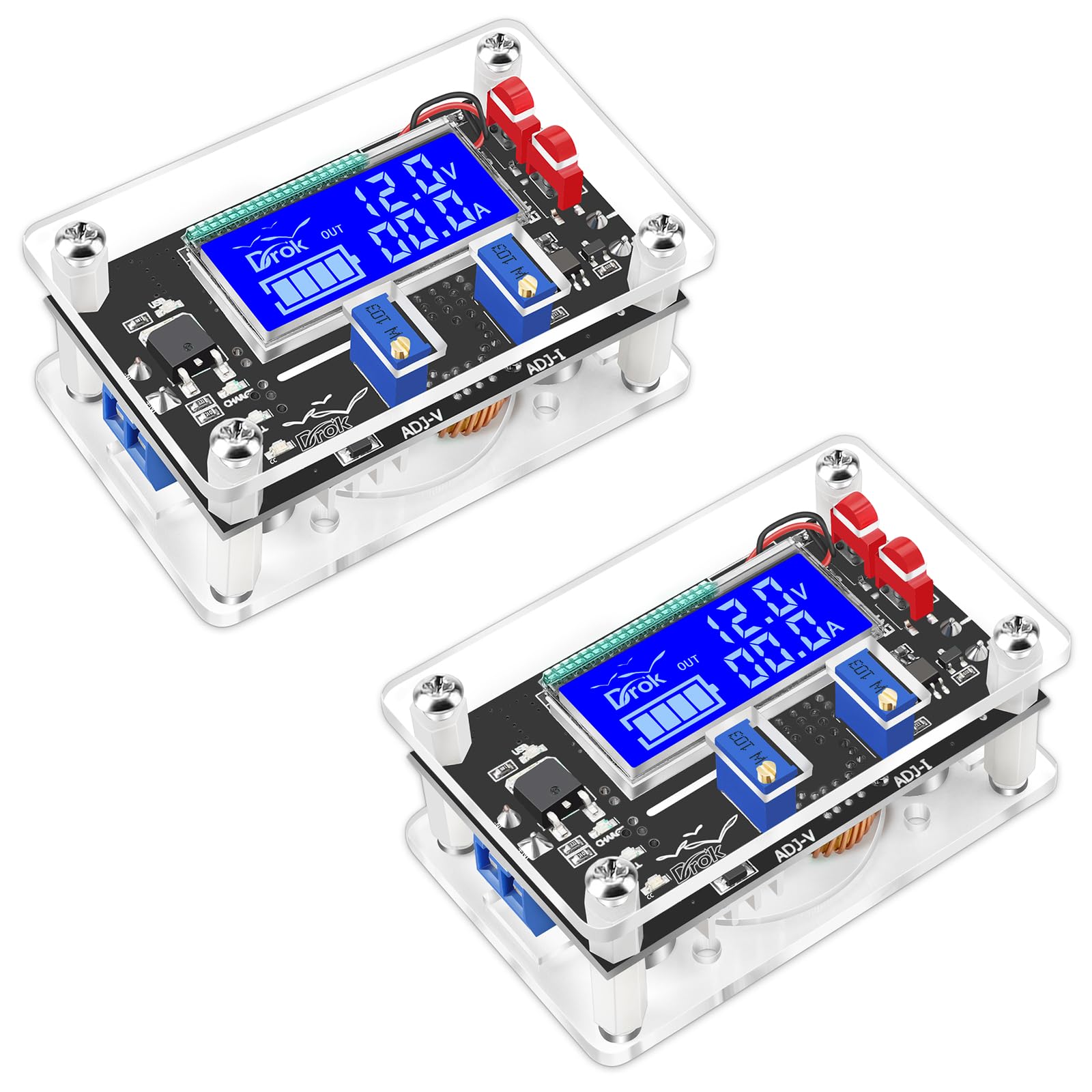 Drok Dc Adjustable Buck Converter 2Pcs, 24V To 12V Step Down Converter Voltage Regulator 6V 32V To 1.5 32V 5V 5A Lcd Power Suppl