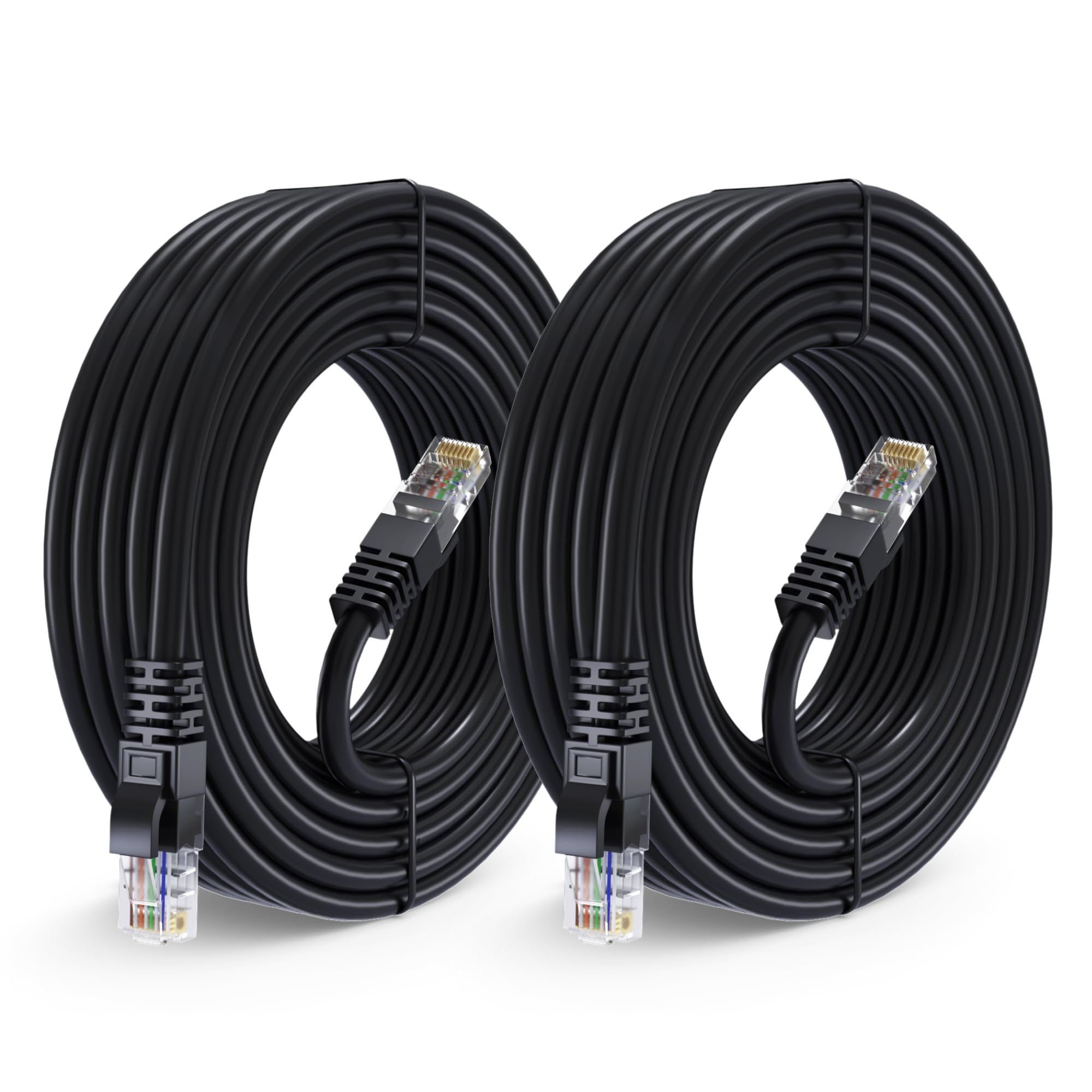 Maximm Cat 6 Ethernet Cable 25 Ft (2 Pack)   High Speed Lan Cable, Internet Cable, Patch Cable, And Network Cable   Utp, 10Gbps, 550Mhz Cat6 Cable   Black