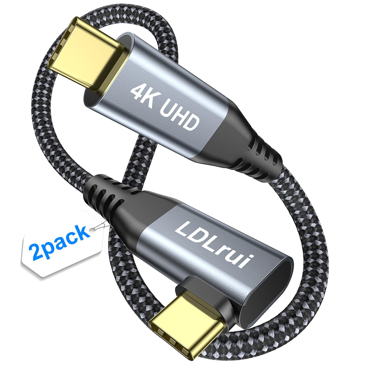 Short Usb C To Usb C Cable [2 Pack, 1Ft] 90 Degree, Usb C 3.2 Gen 2X2, 20Gbps Data Transfer, 100W Fast Charging, 4K@60Hz Video, Nylon Braided Wire For Samsung T9 Ssd, Iphone 15 Pro, Portable Monitors