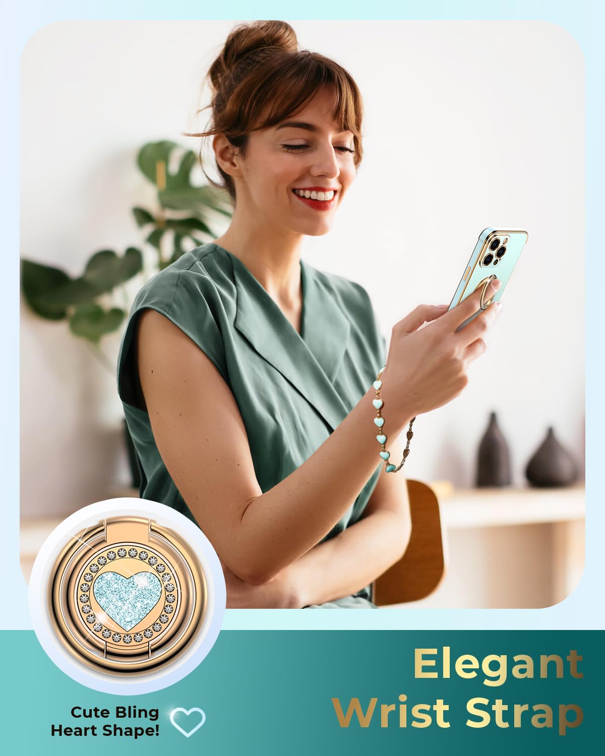 Xyz For Iphone 13 Pro Max Case With Stand, Phone Case With Double Ring Kickstand, Women Girl Cute Love Heart Luxury Bling Protec