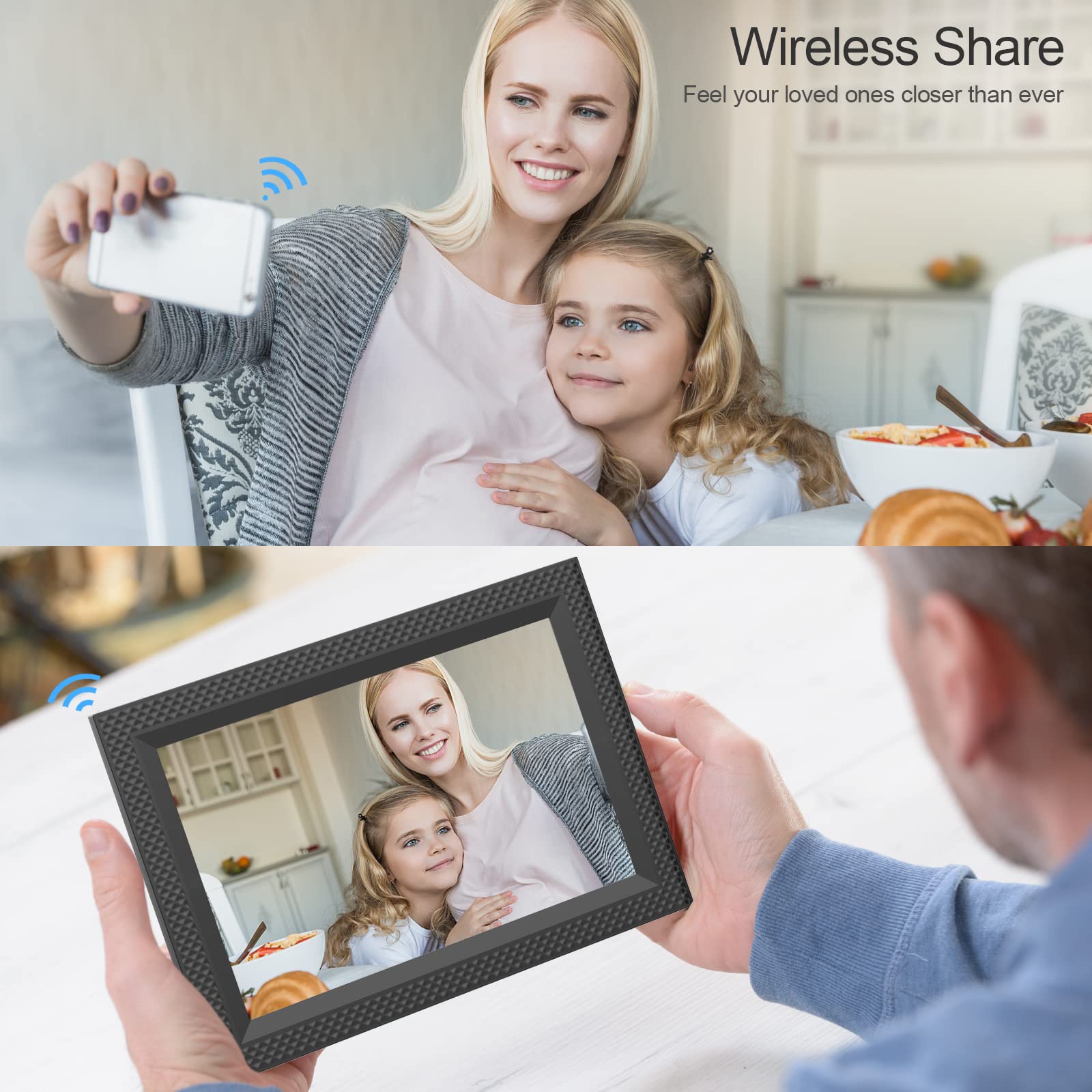 Forc 10.1 Inch Smart Wifi Digital Photo Frame, Digital Picture Frame, Built In 16Gb Storage, Ips Touch Screen, Auto Rotate, Slid