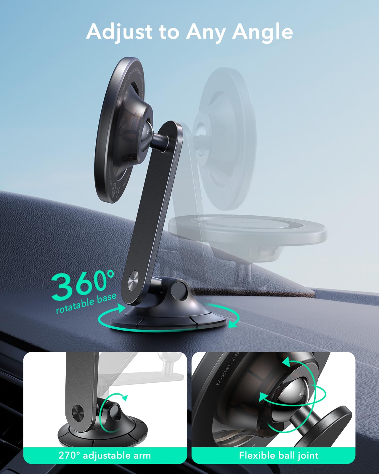 Esr For Magsafe Car Mount, Upgraded Dashboard Magnetic Phone Holder For Car, 360 Rotation, Car Phone Holder Mount For Iphone 16/