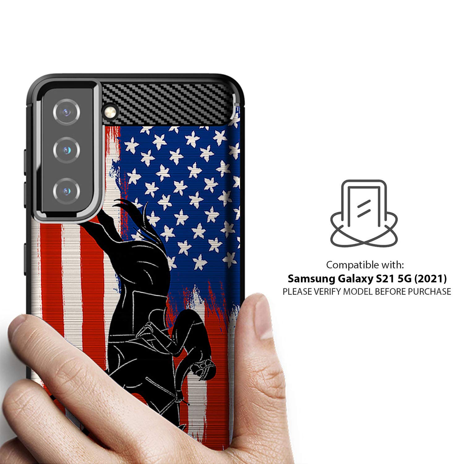 Casesondeck Case Compatible With [Samsung Galaxy S21 (6.2 Screen) / S21 5G] Slim Tpu Carbon Fiber Accent Scratch And Drop Protec