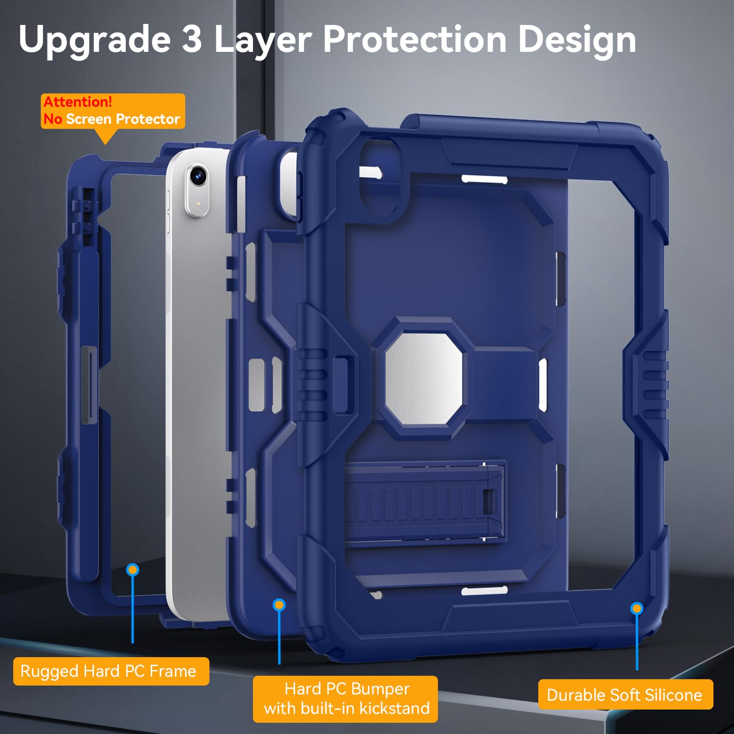 Case For Ipad 10Th Generation 10.9 Inch 2022, Ipad Case 10Th Generation With Pencil Holder/Built In Stand, Shockproof Rugged Pro