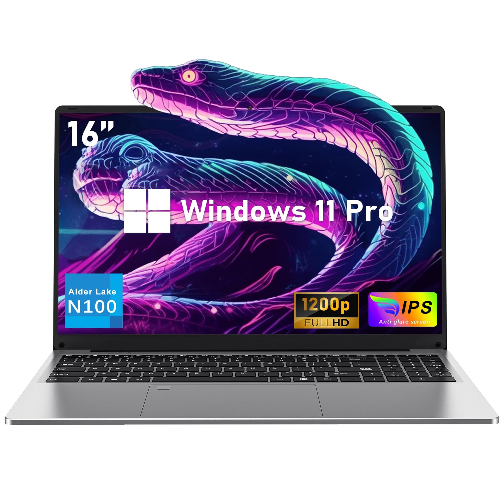 Niakun 16 Inch Laptop Computer | Gaming Laptop | 16Gb Ram 512Gb Ssd | N100 Processor | Fhd 1920 * 1200 | 180 Angle Open | Backli