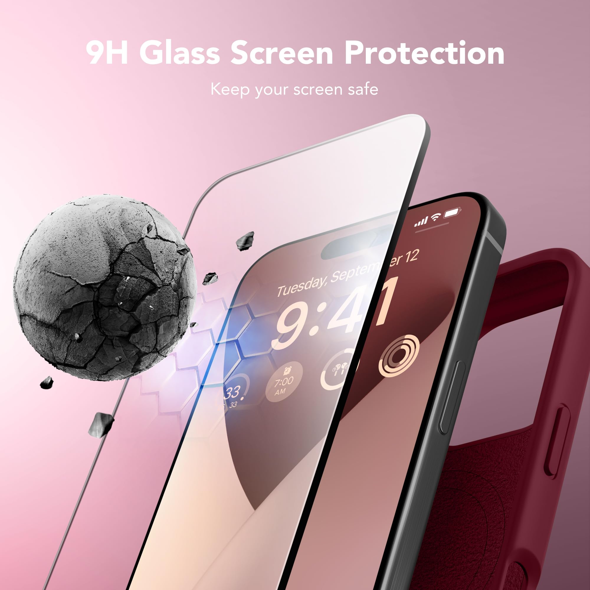 Gonez Magnetic For Iphone 16 Pro Case, Compatible With Magsafe, [2 Screen Protector + 2 Camera Lens Protector], Silicone Shockpr