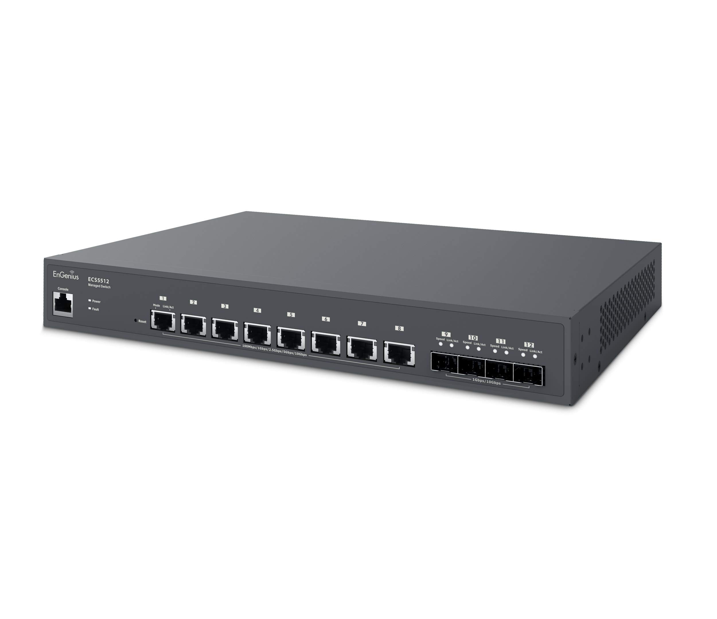 EnGenius Cloud 10 Gigabit ECS5512 8-Port 10G with 4 10G SFP+ Uplink Ports