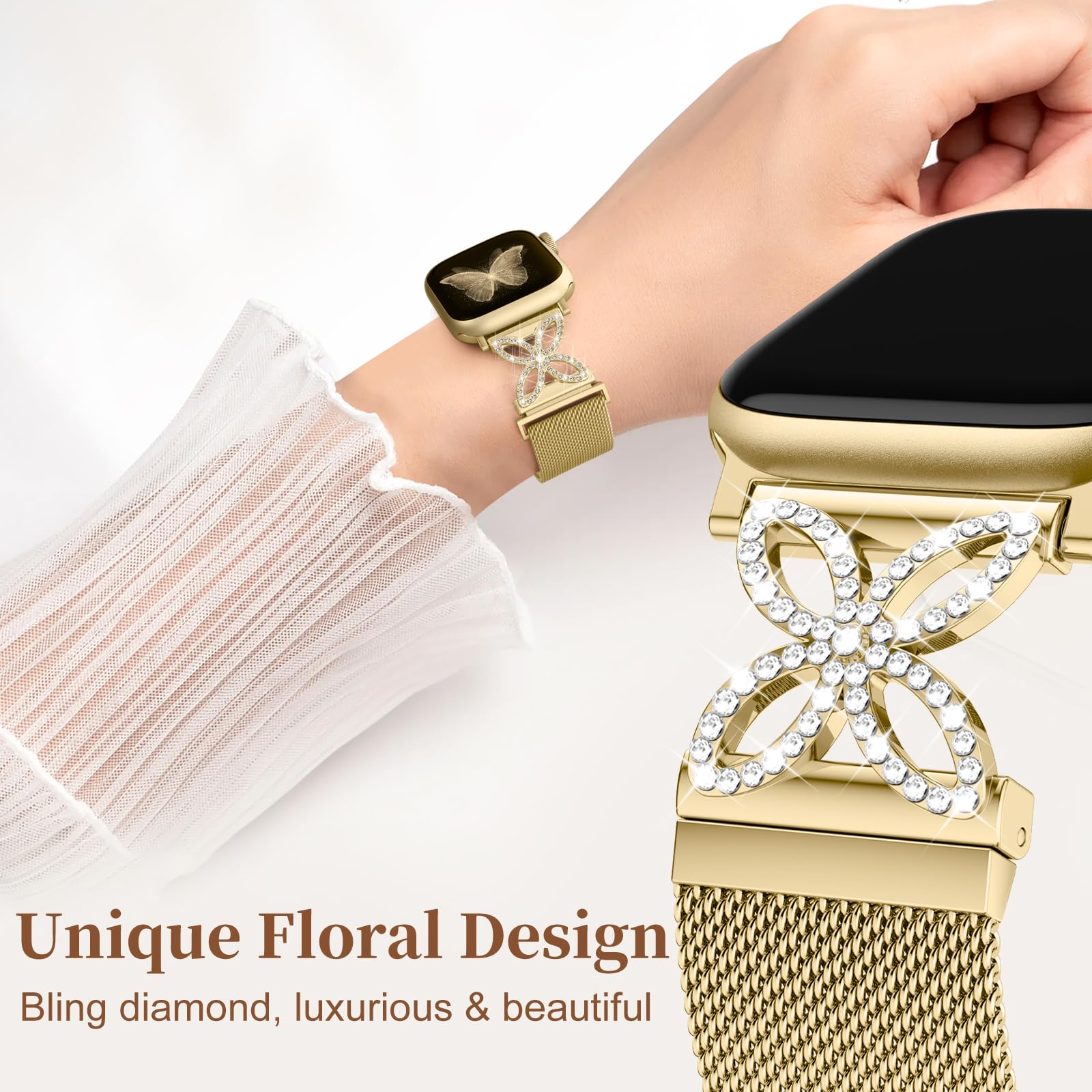 Getino Magnetic Metal Strap For Apple Watch Bands For Women 40Mm 41Mm 42Mm 44Mm 45Mm 46Mm 49Mm 38Mm Series 11 10 9 8 7 6 5 4 3 2