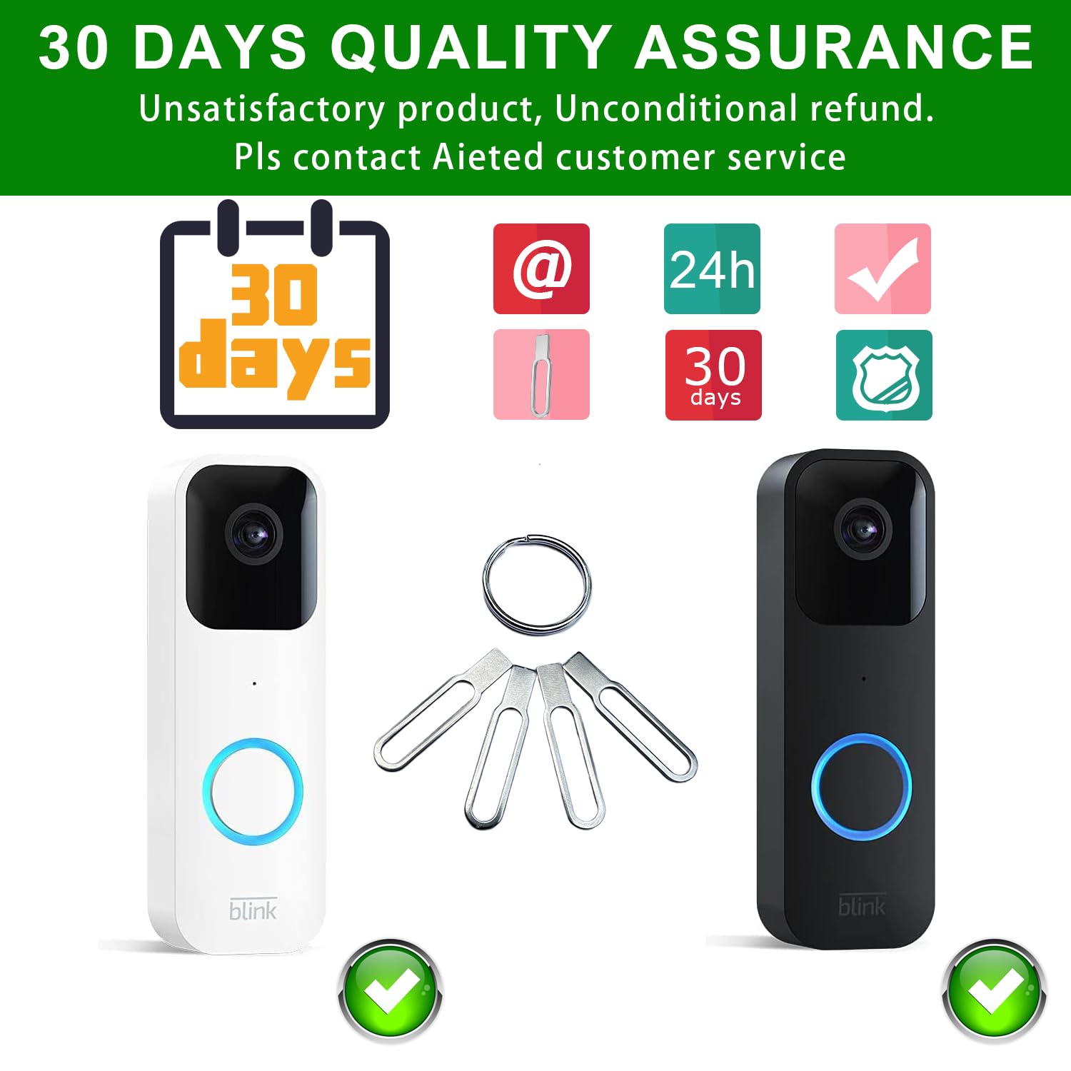 Aieted 4 Pack Blink Doorbell Key Replacement Tool,Blink Doorbell Opening Tool,Blink Doorbell Pin Tool,Compatible With Blink Vide